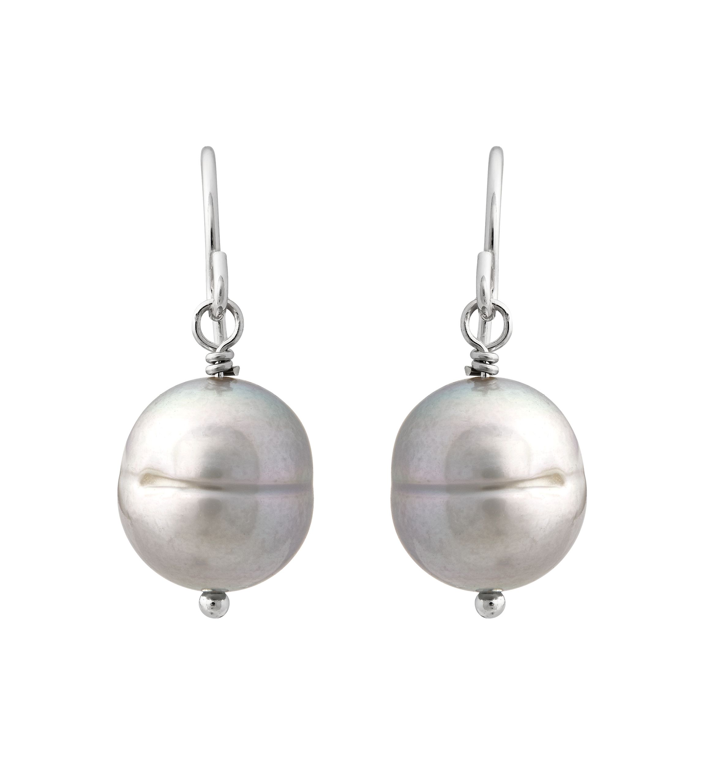 Gray Ringed Oval Pearl Jewelry Set in Sterling Silver