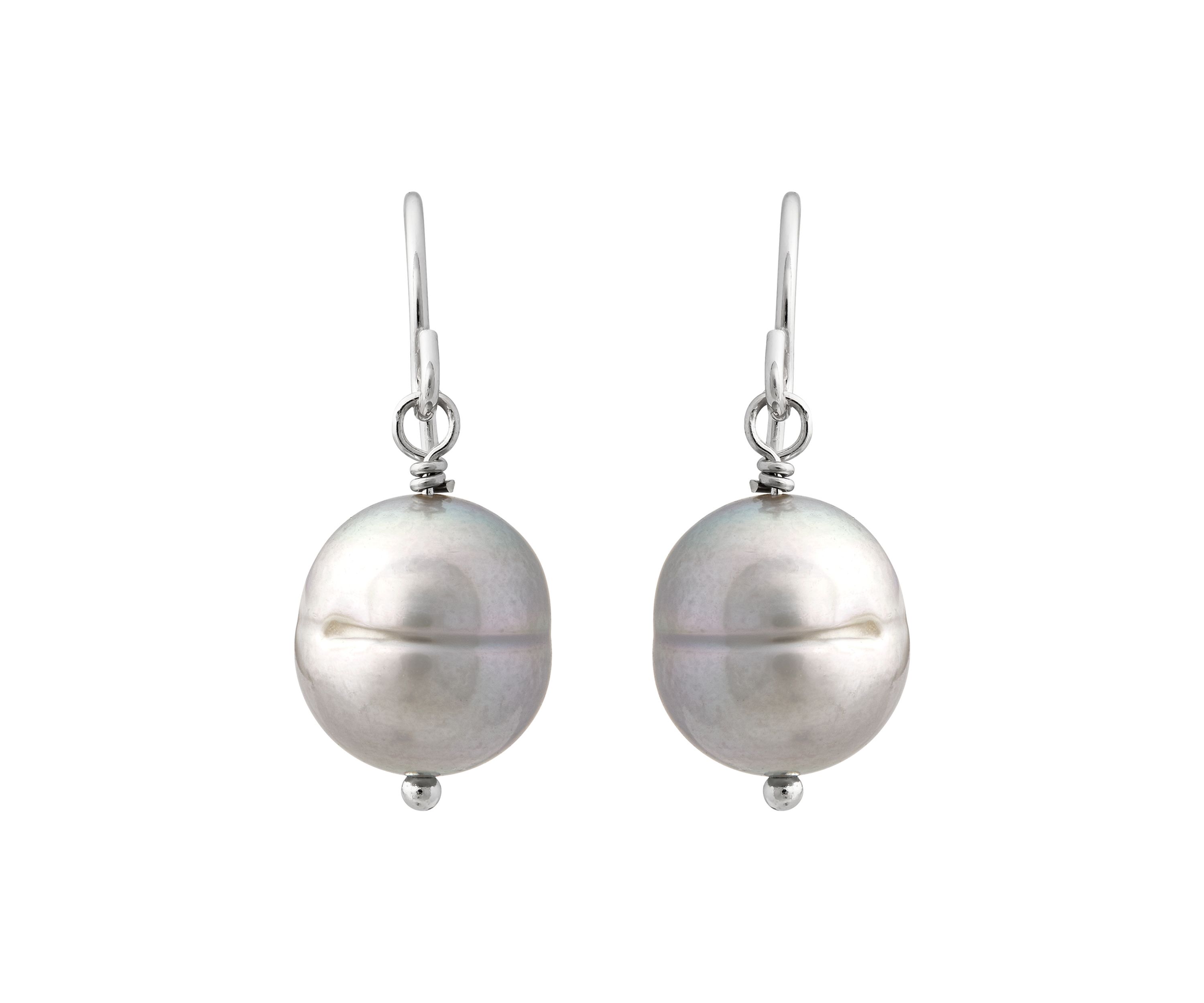Gray Ringed Oval Pearl Jewelry Set in Sterling Silver