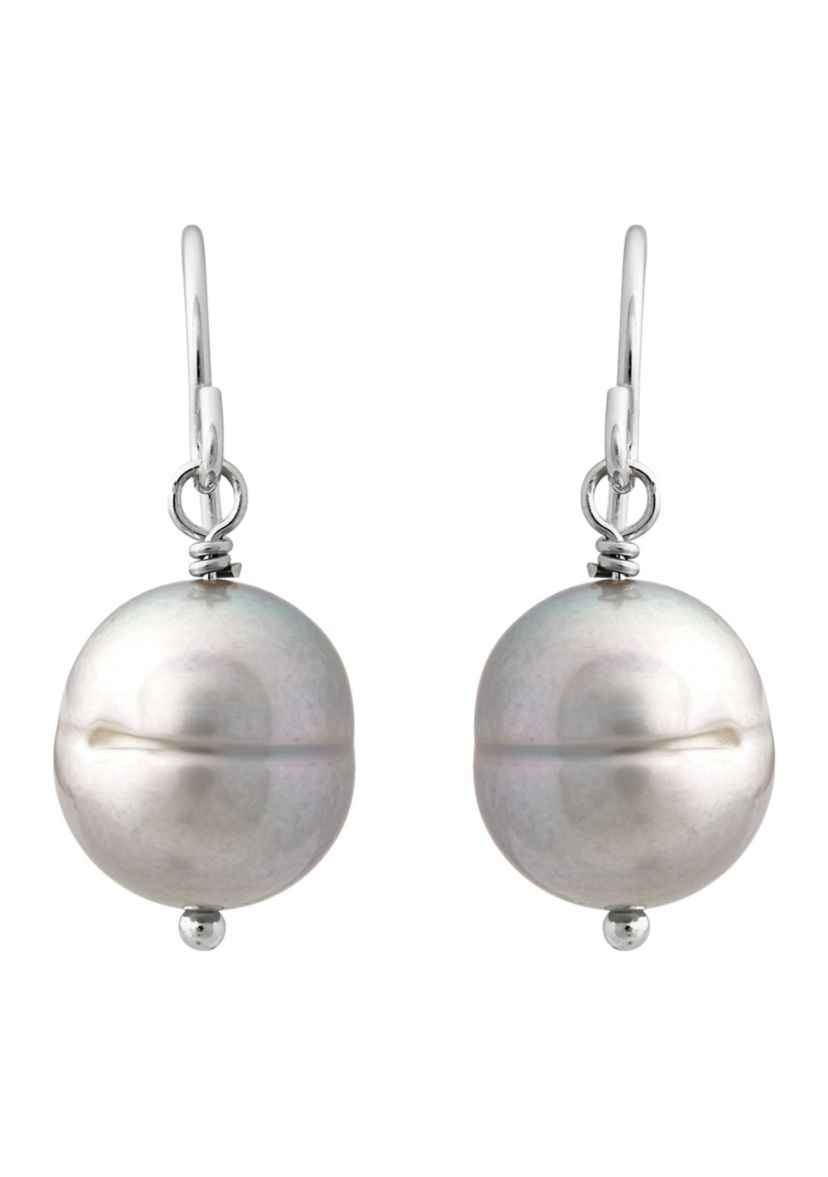 Gray Ringed Oval Pearl Jewelry Set in Sterling Silver