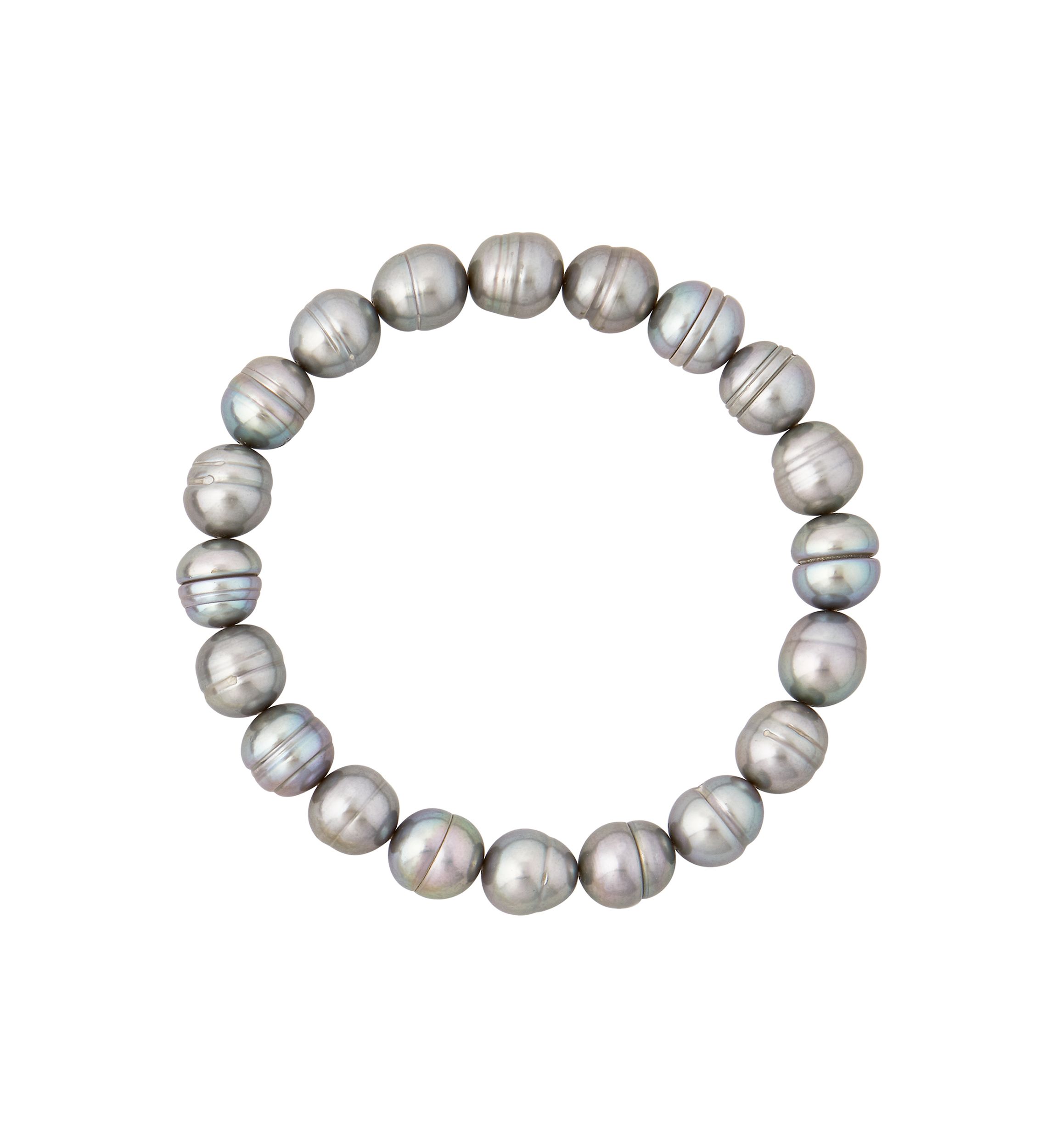 Gray Ringed Oval Pearl Jewelry Set in Sterling Silver