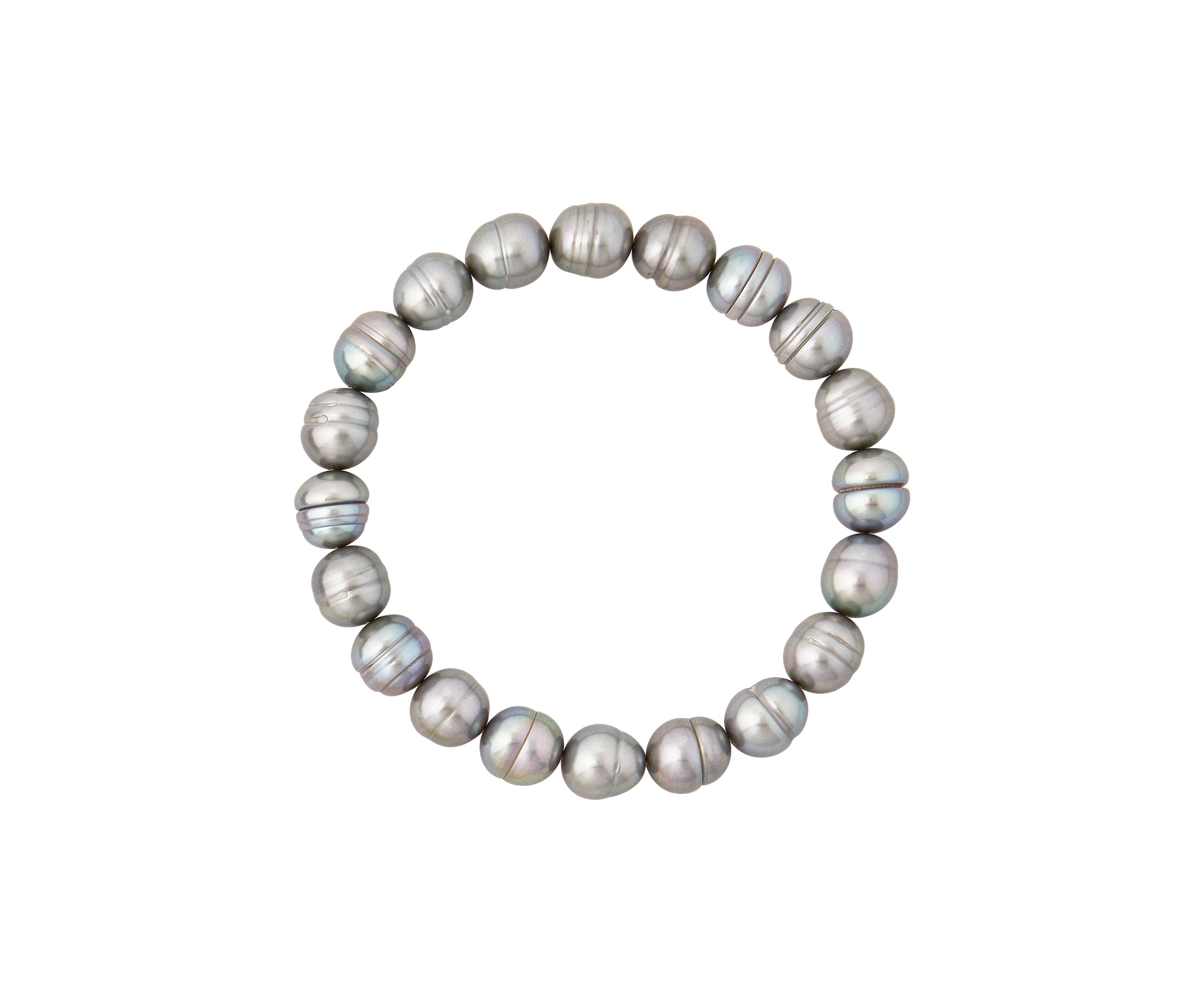 Gray Ringed Oval Pearl Jewelry Set in Sterling Silver