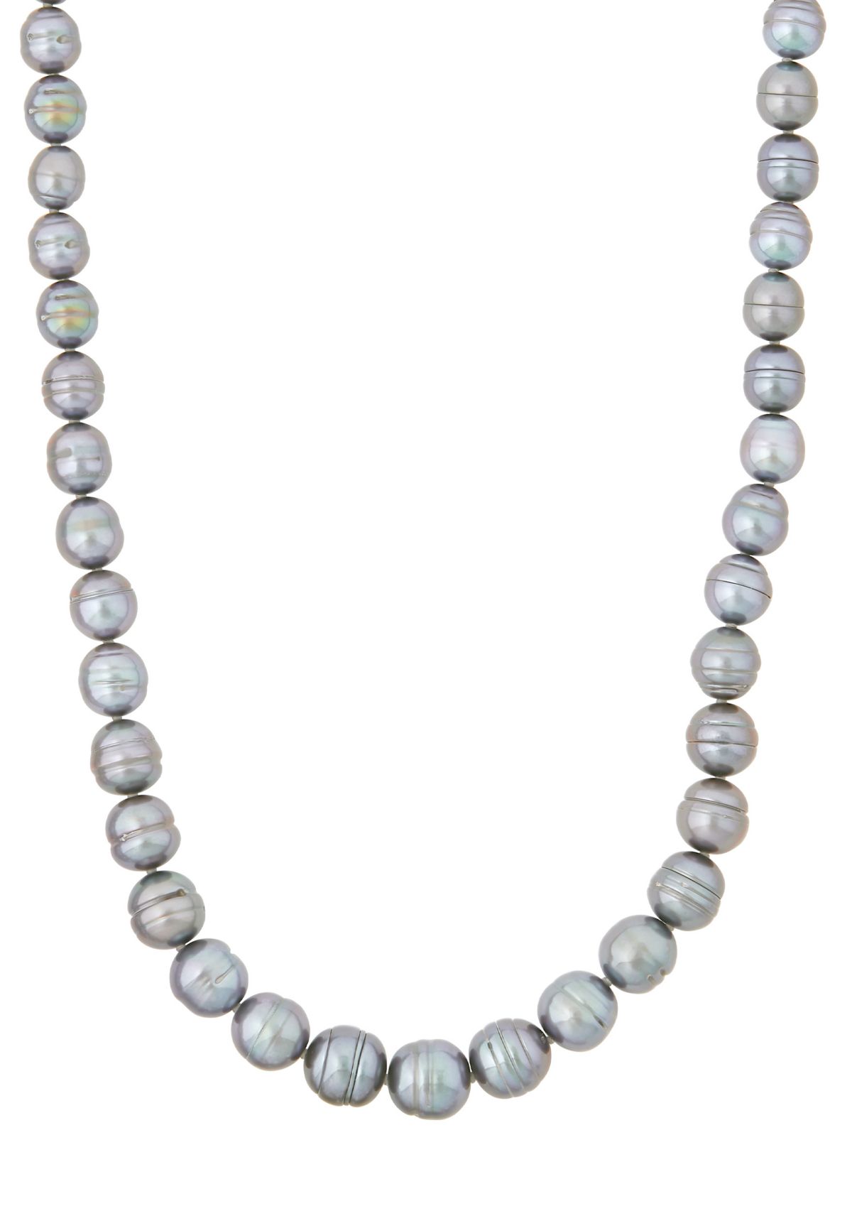 Gray Ringed Oval Pearl Jewelry Set in Sterling Silver