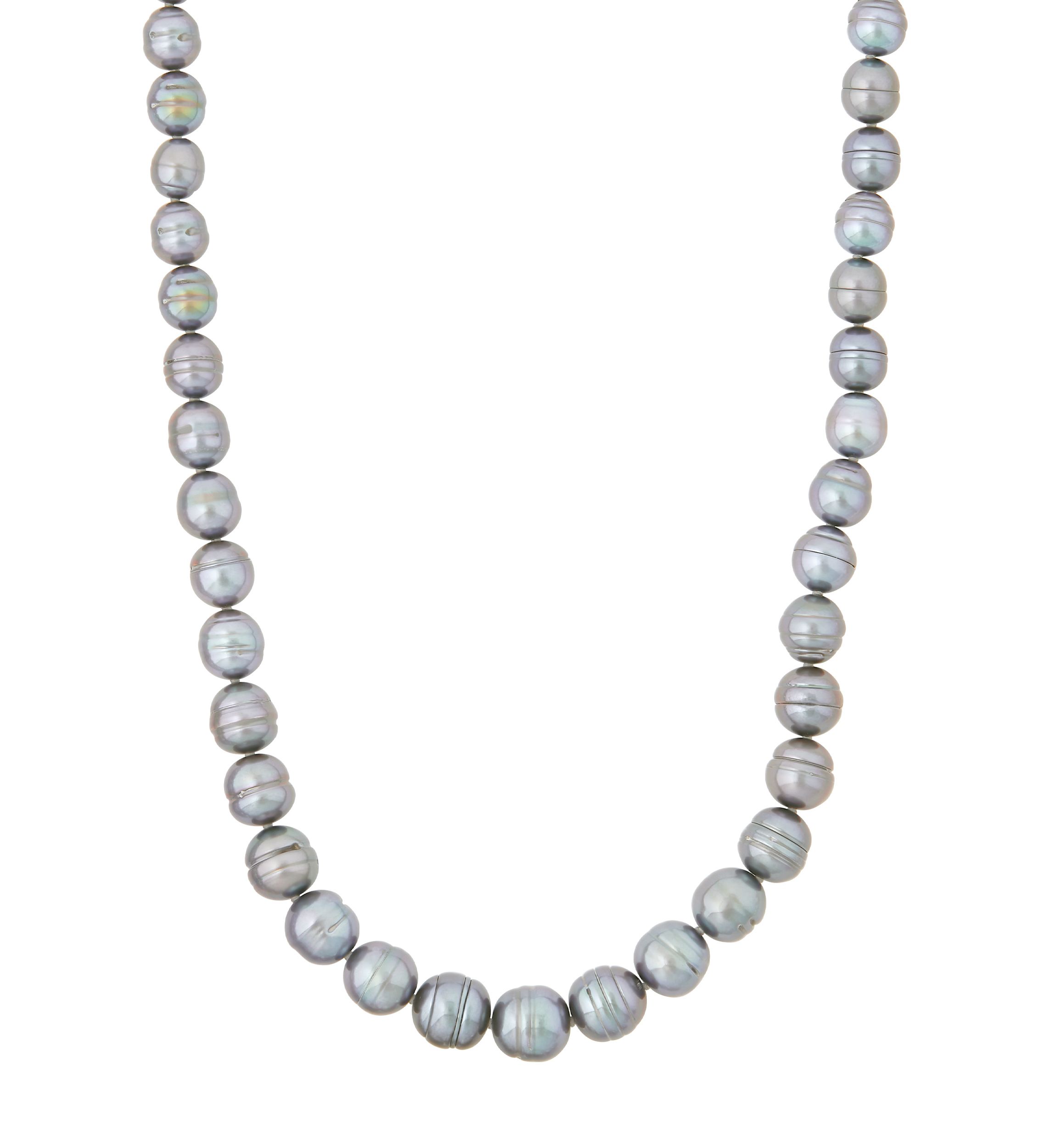Gray Ringed Oval Pearl Jewelry Set in Sterling Silver