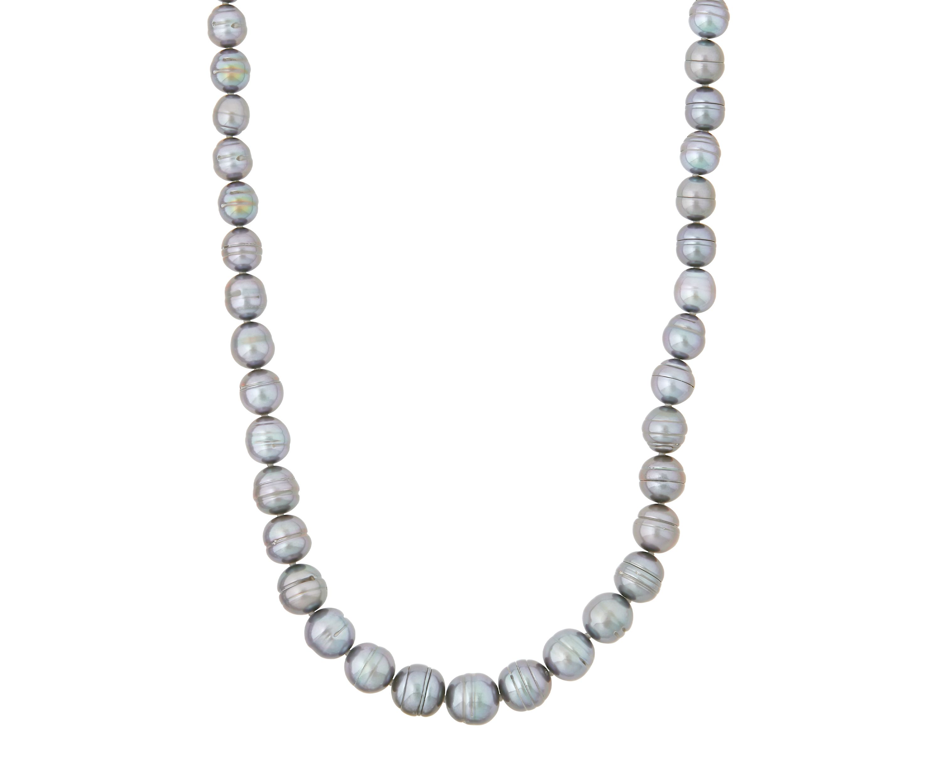 Gray Ringed Oval Pearl Jewelry Set in Sterling Silver