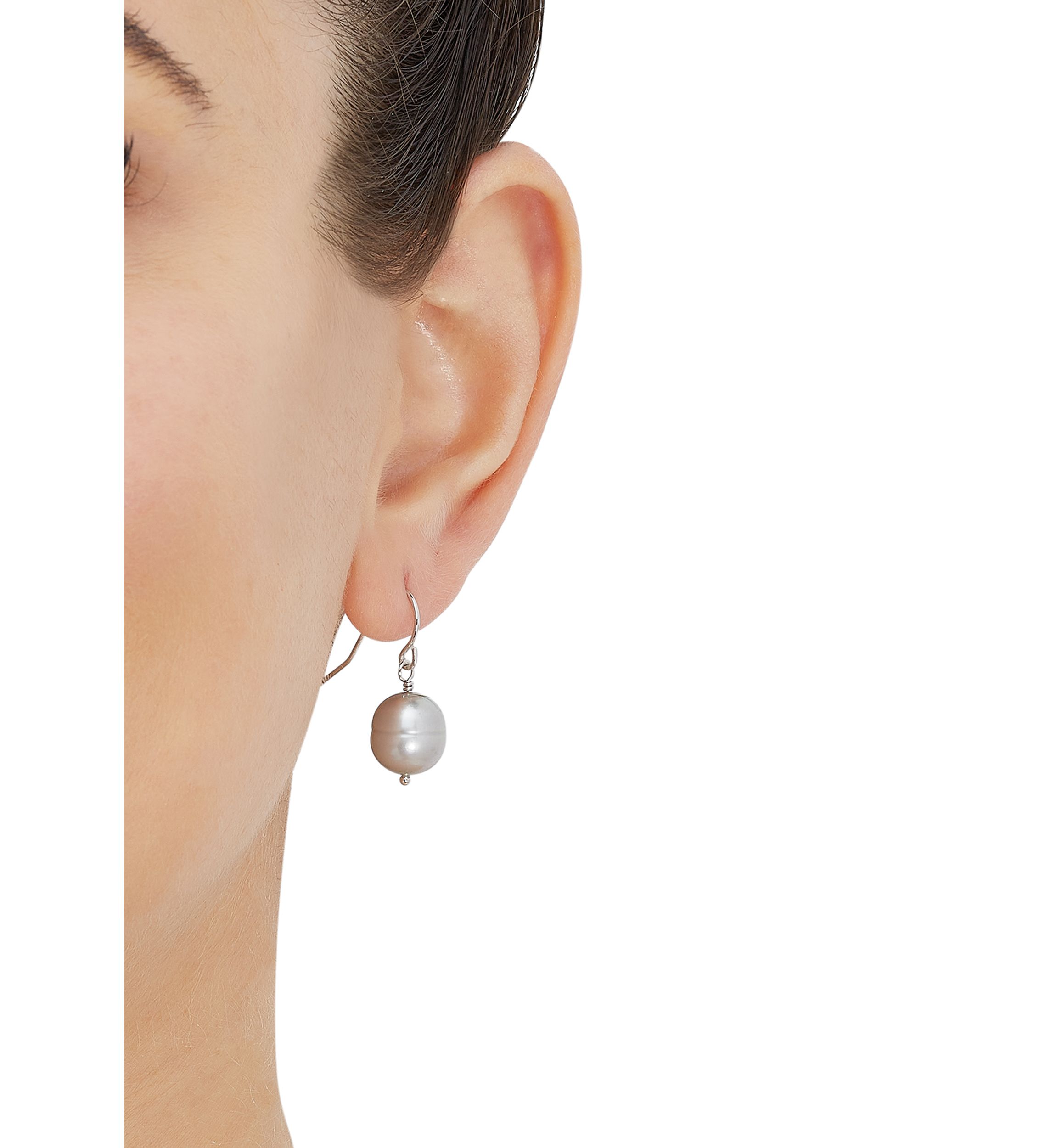 Gray Ringed Oval Pearl Jewelry Set in Sterling Silver