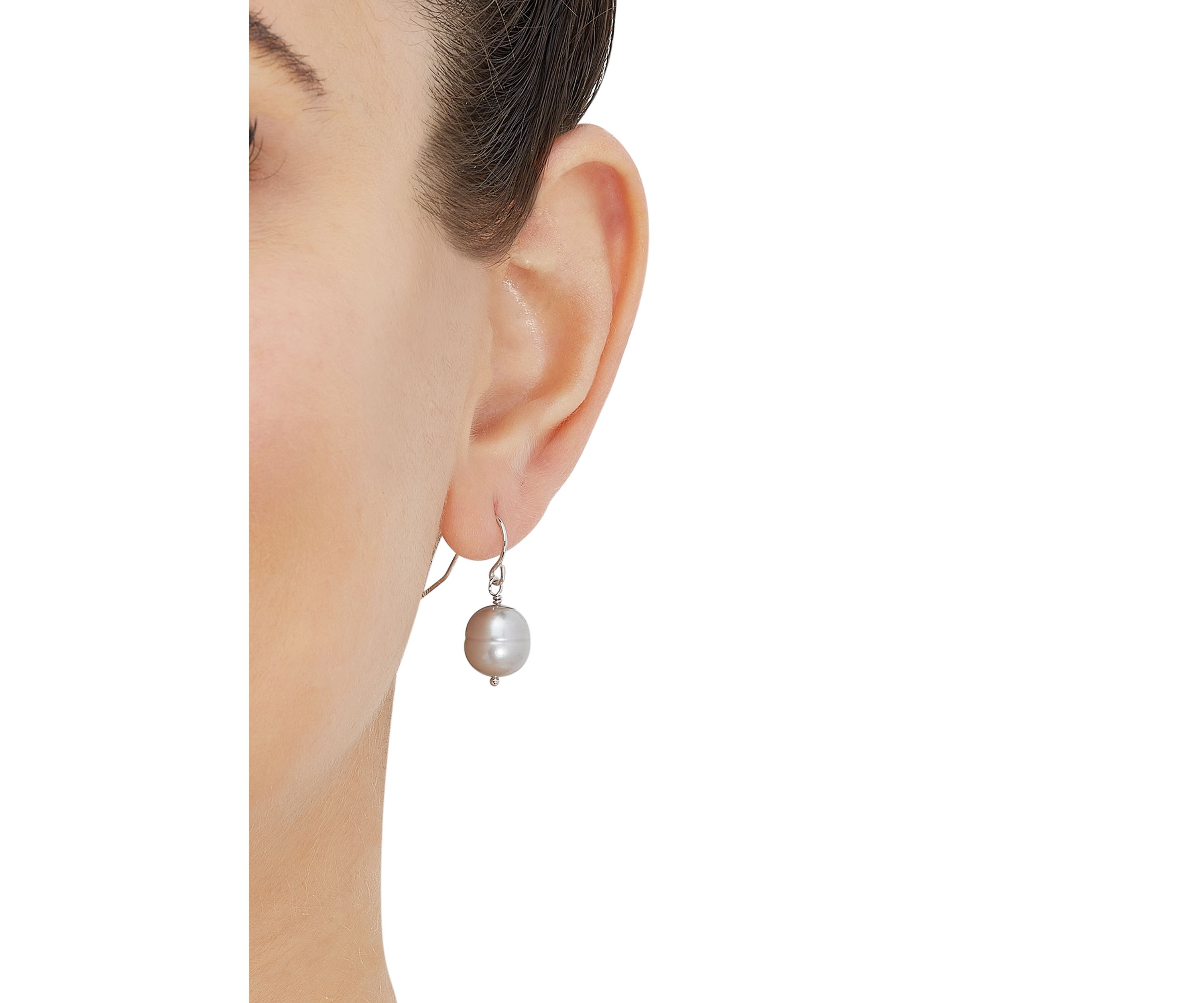 Gray Ringed Oval Pearl Jewelry Set in Sterling Silver