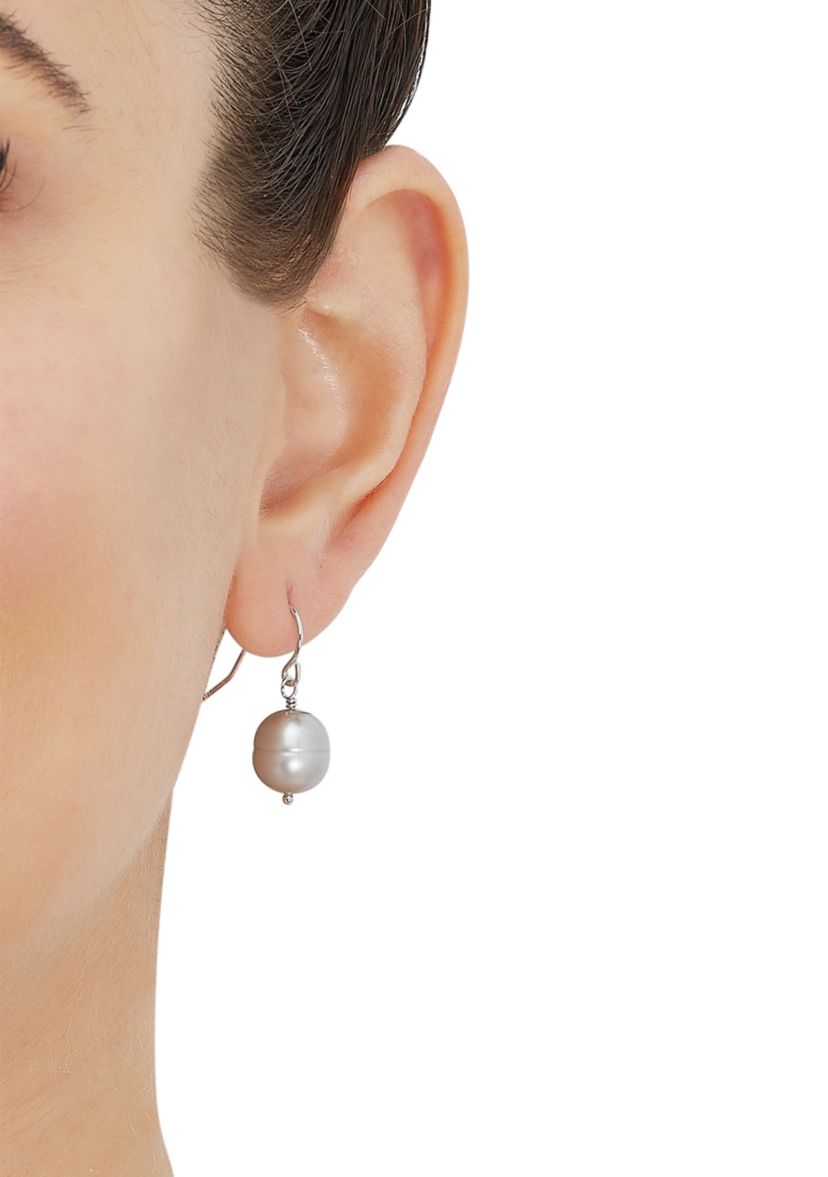 Gray Ringed Oval Pearl Jewelry Set in Sterling Silver
