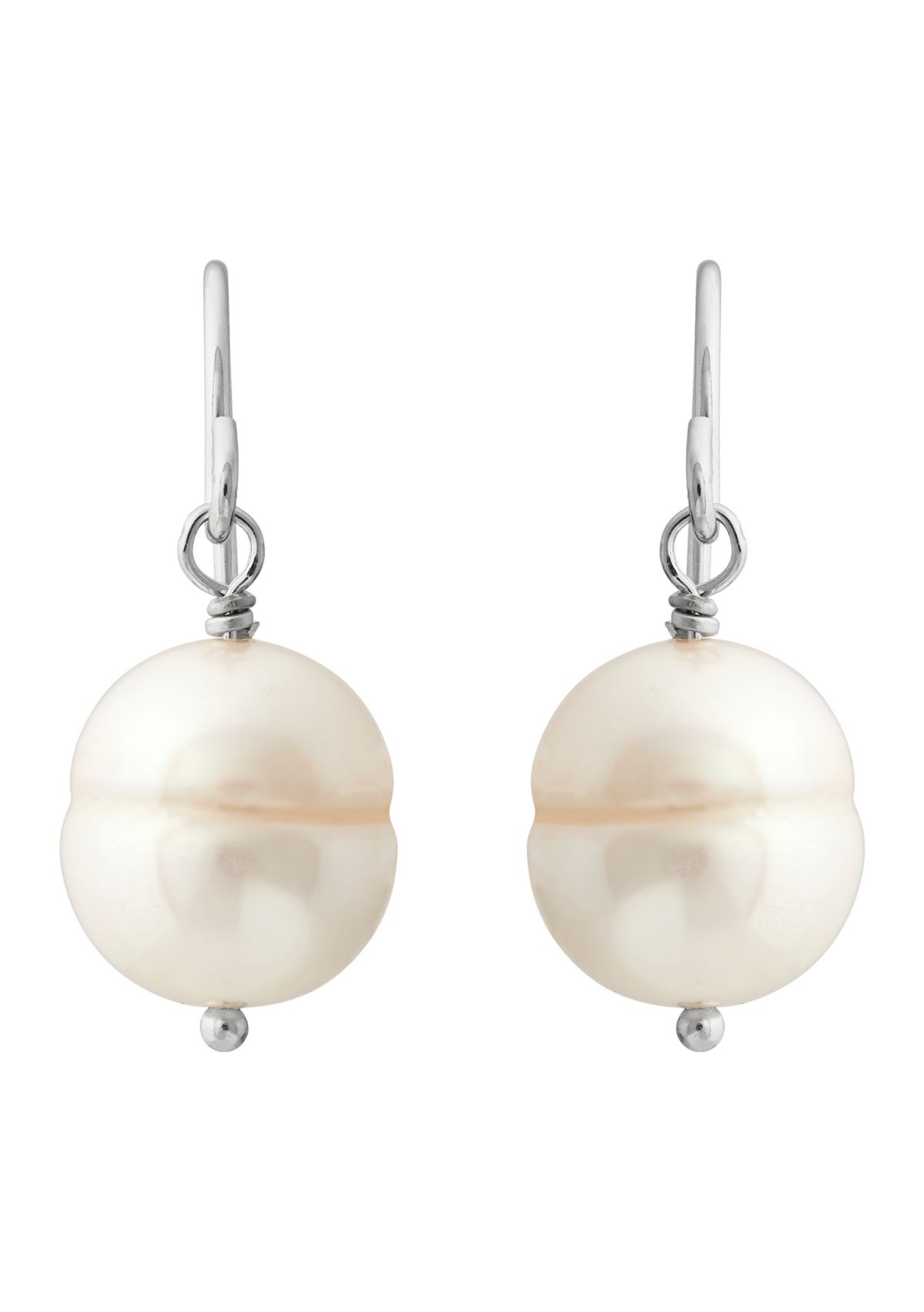 White Ringed Oval Pearl Jewelry Set in Sterling Silver