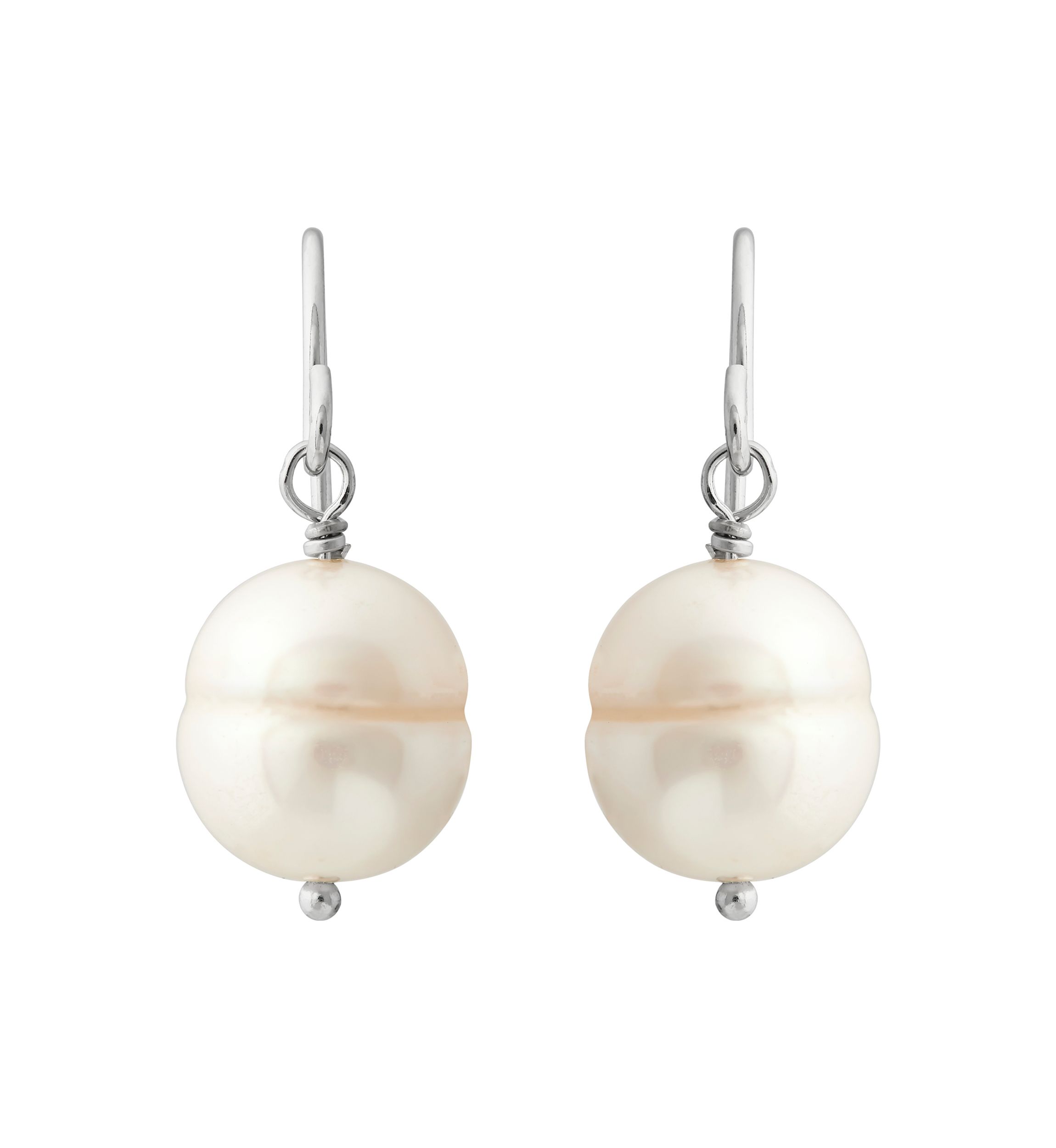 White Ringed Oval Pearl Jewelry Set in Sterling Silver