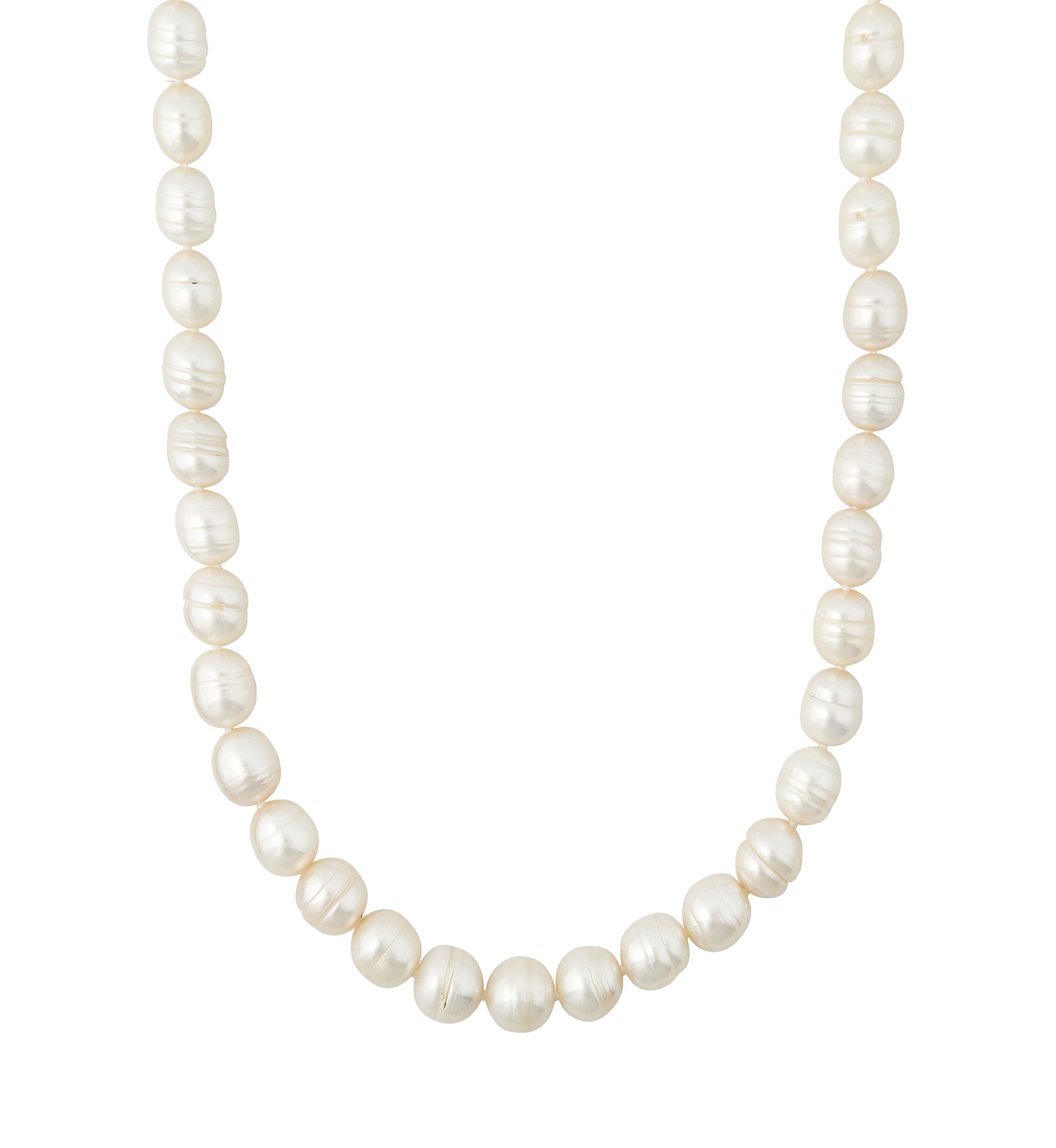 White Ringed Oval Pearl Jewelry Set in Sterling Silver