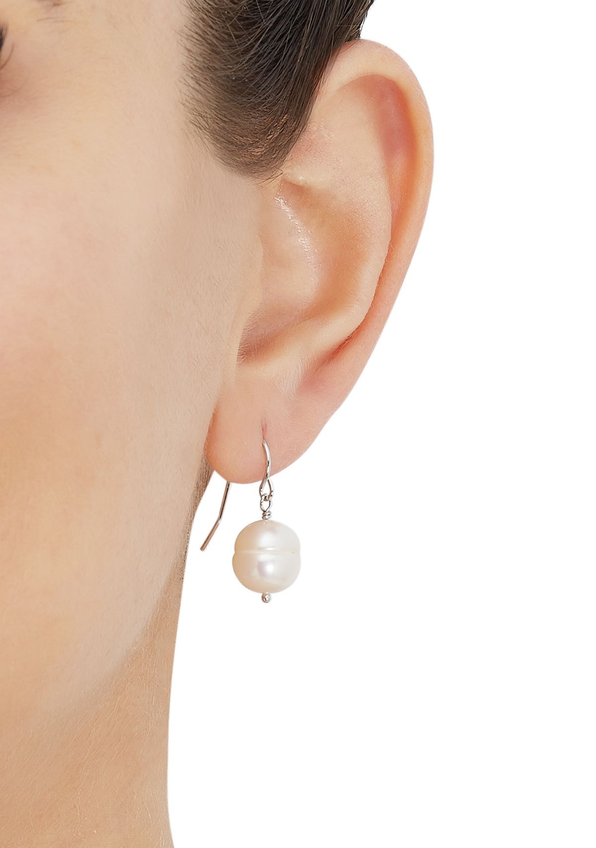 White Ringed Oval Pearl Jewelry Set in Sterling Silver