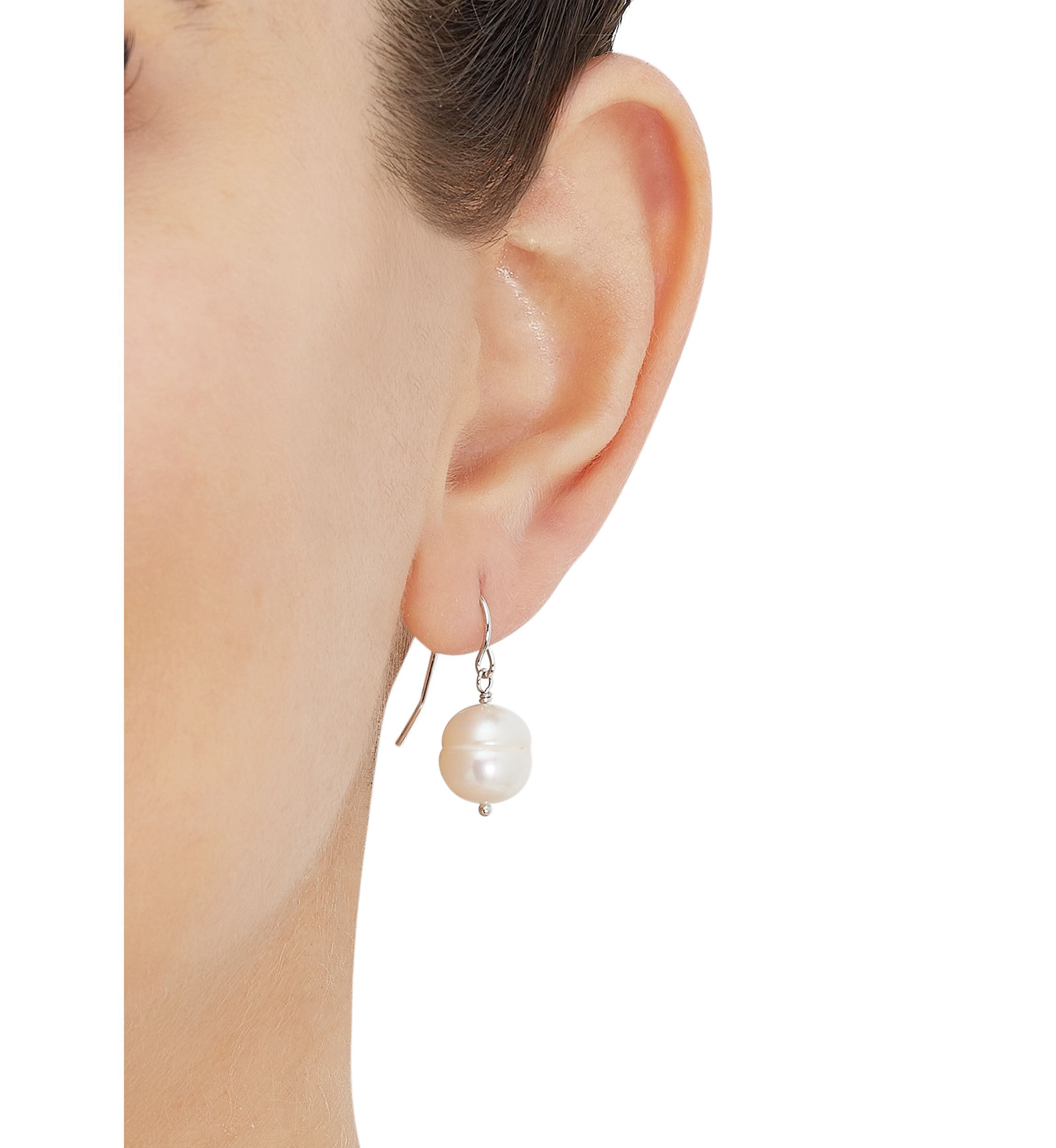White Ringed Oval Pearl Jewelry Set in Sterling Silver