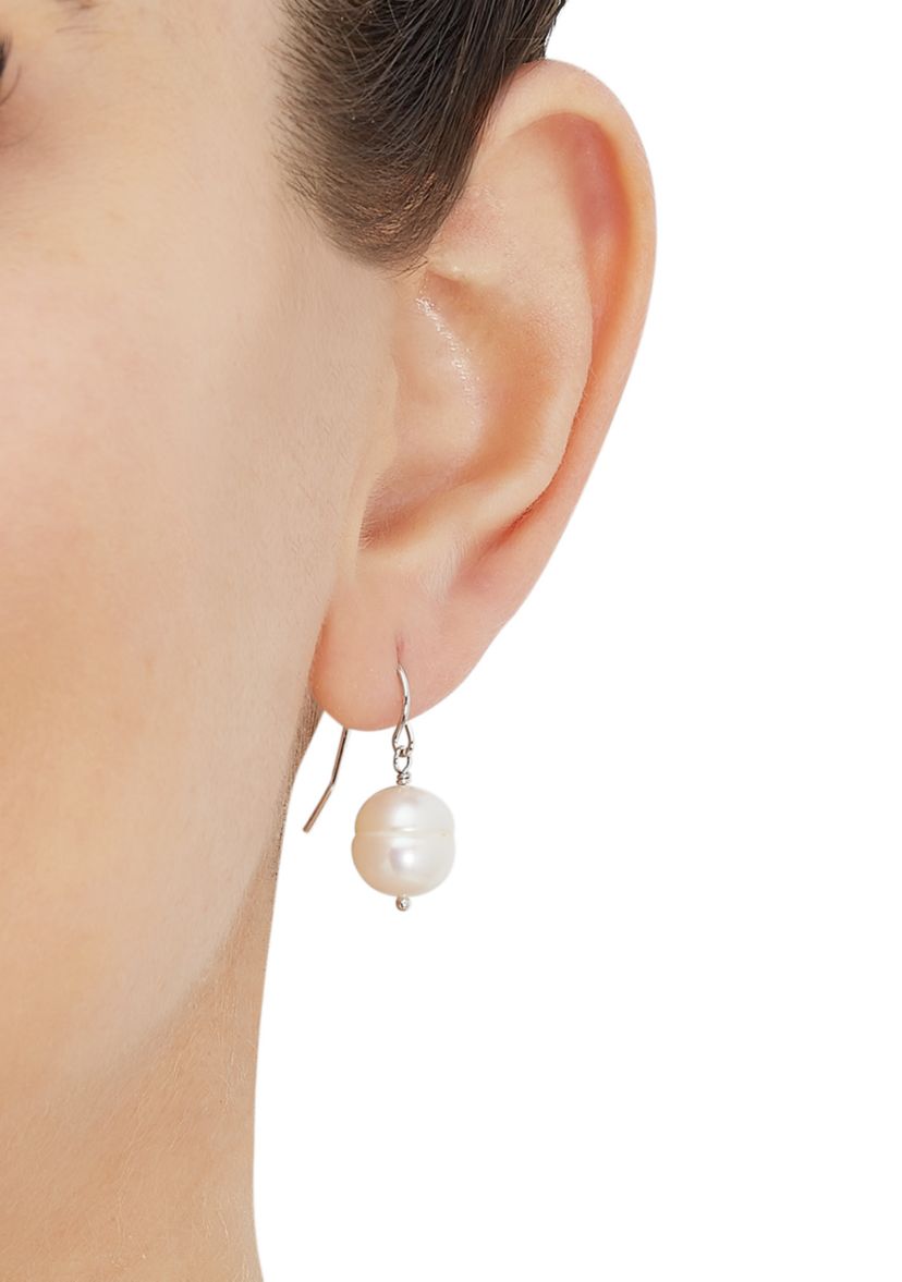 White Ringed Oval Pearl Jewelry Set in Sterling Silver