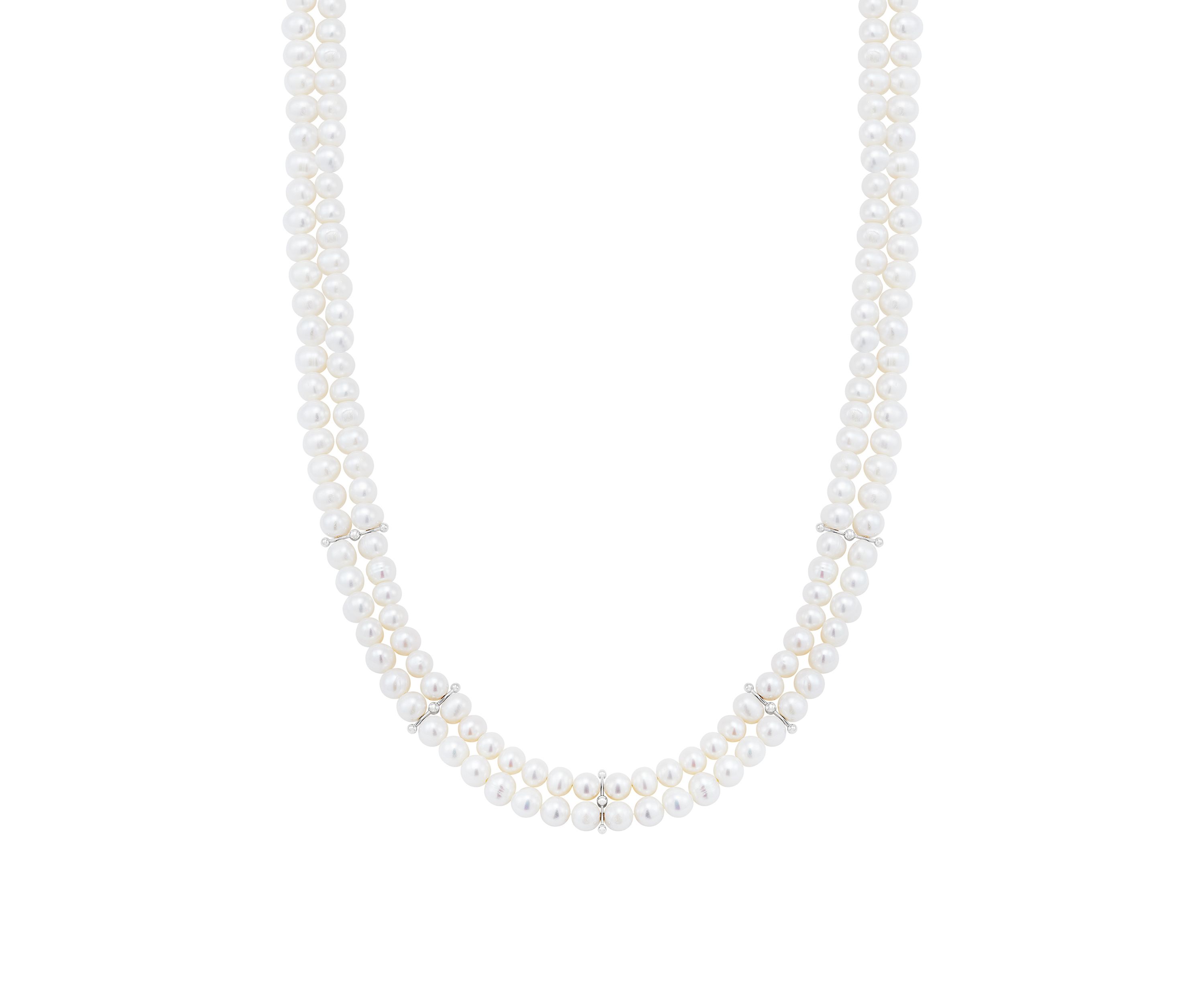 Freshwater Pearl Earrings, Necklace and Bracelet Set in Sterling Silver