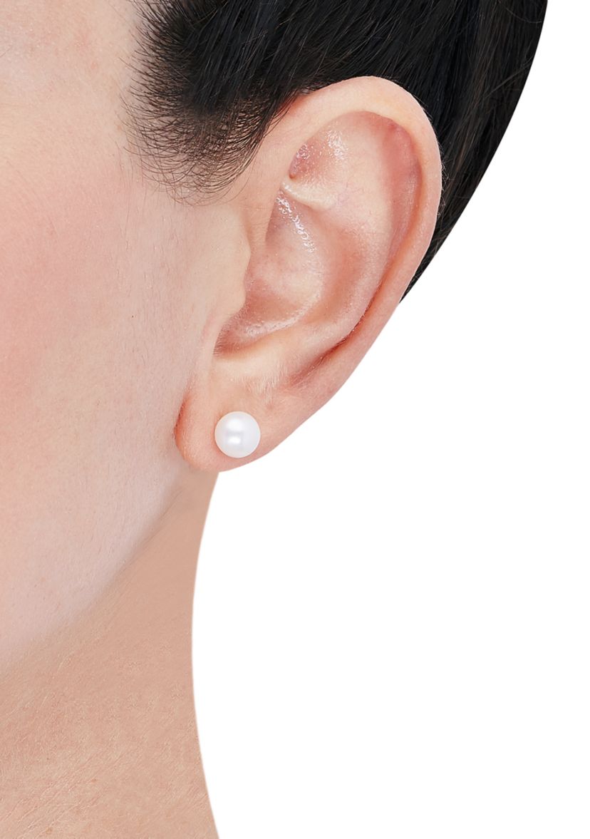 Freshwater Pearl Earrings, Necklace and Bracelet Set in Sterling Silver