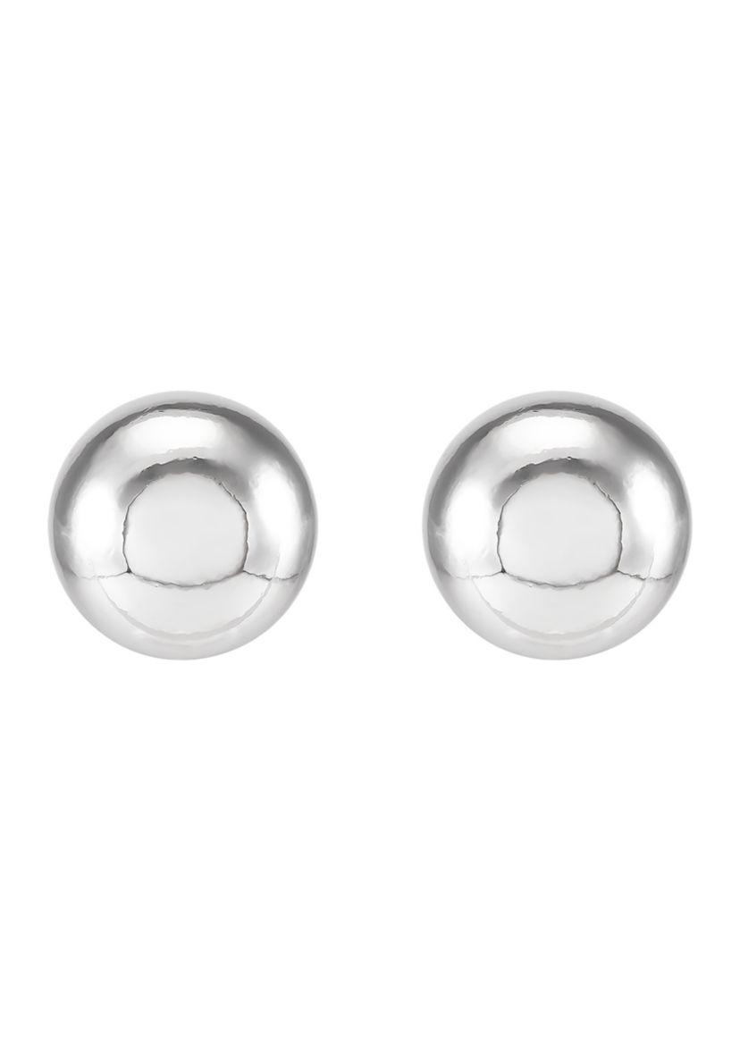 7-7.5 Millimeter Pearl, Lab Grown White Sapphire and Ball Stud Earring Set in Sterling Silver and 3K White Gold 