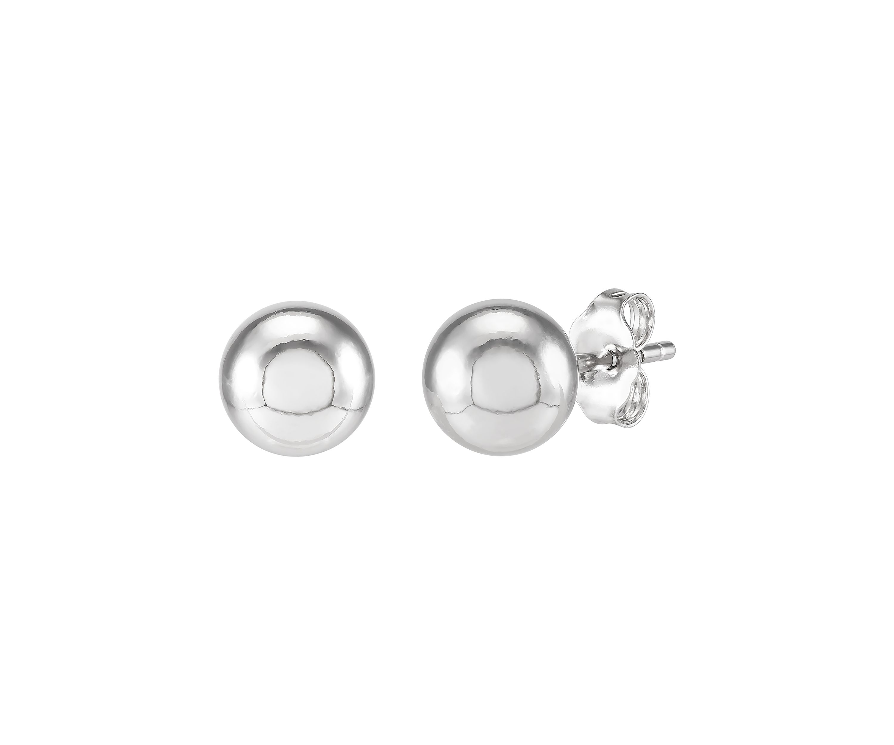 7-7.5 Millimeter Pearl, Lab Grown White Sapphire and Ball Stud Earring Set in Sterling Silver and 3K White Gold 