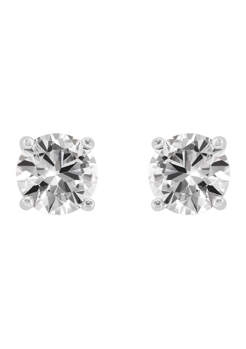 7-7.5 Millimeter Pearl, Lab Grown White Sapphire and Ball Stud Earring Set in Sterling Silver and 3K White Gold 