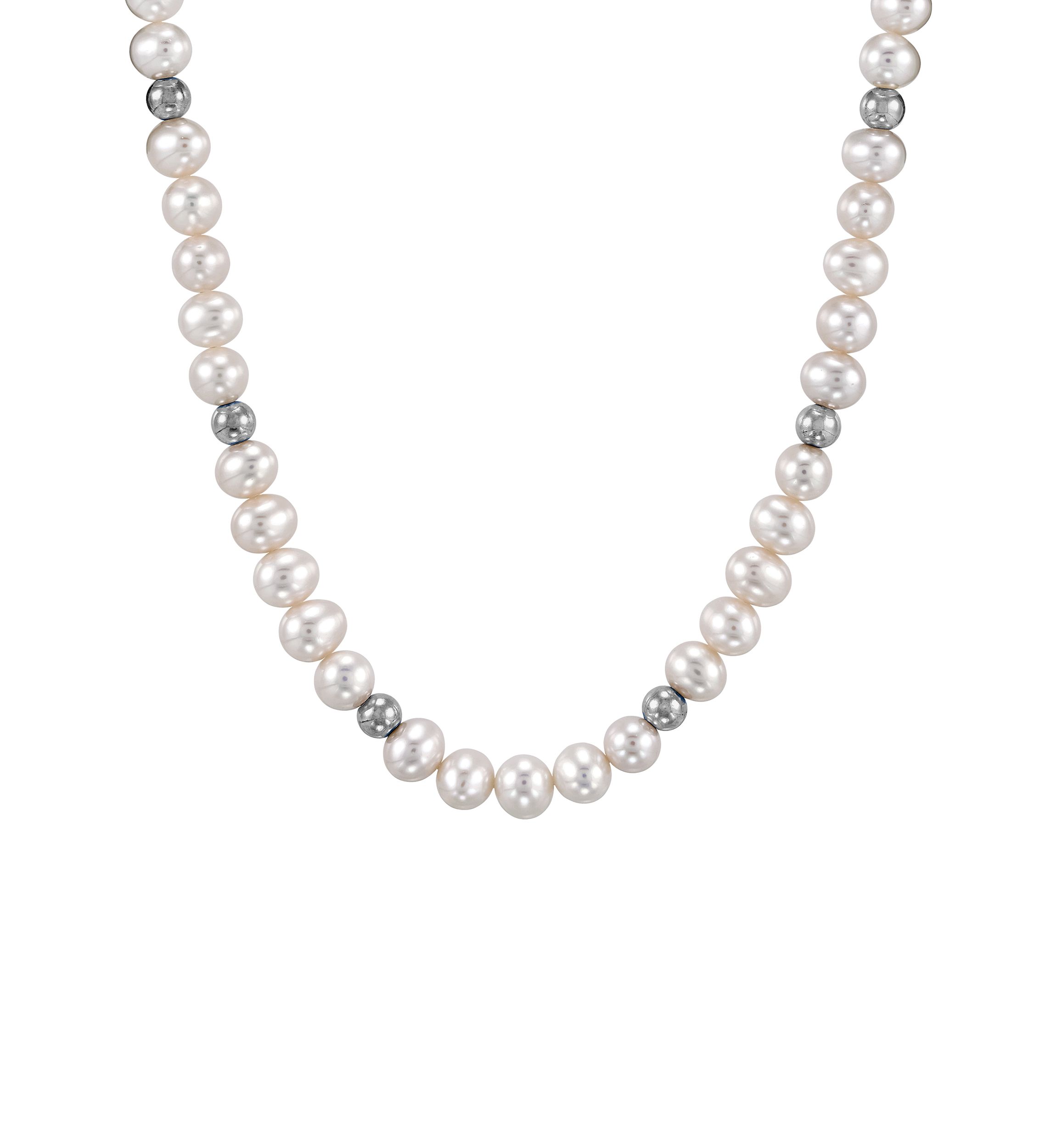 Pearl Necklace and Bracelet and Earrings Set in Sterling Silver