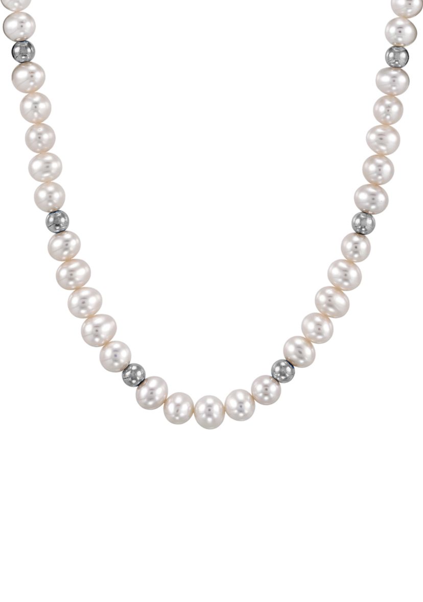 Pearl Necklace and Bracelet and Earrings Set in Sterling Silver