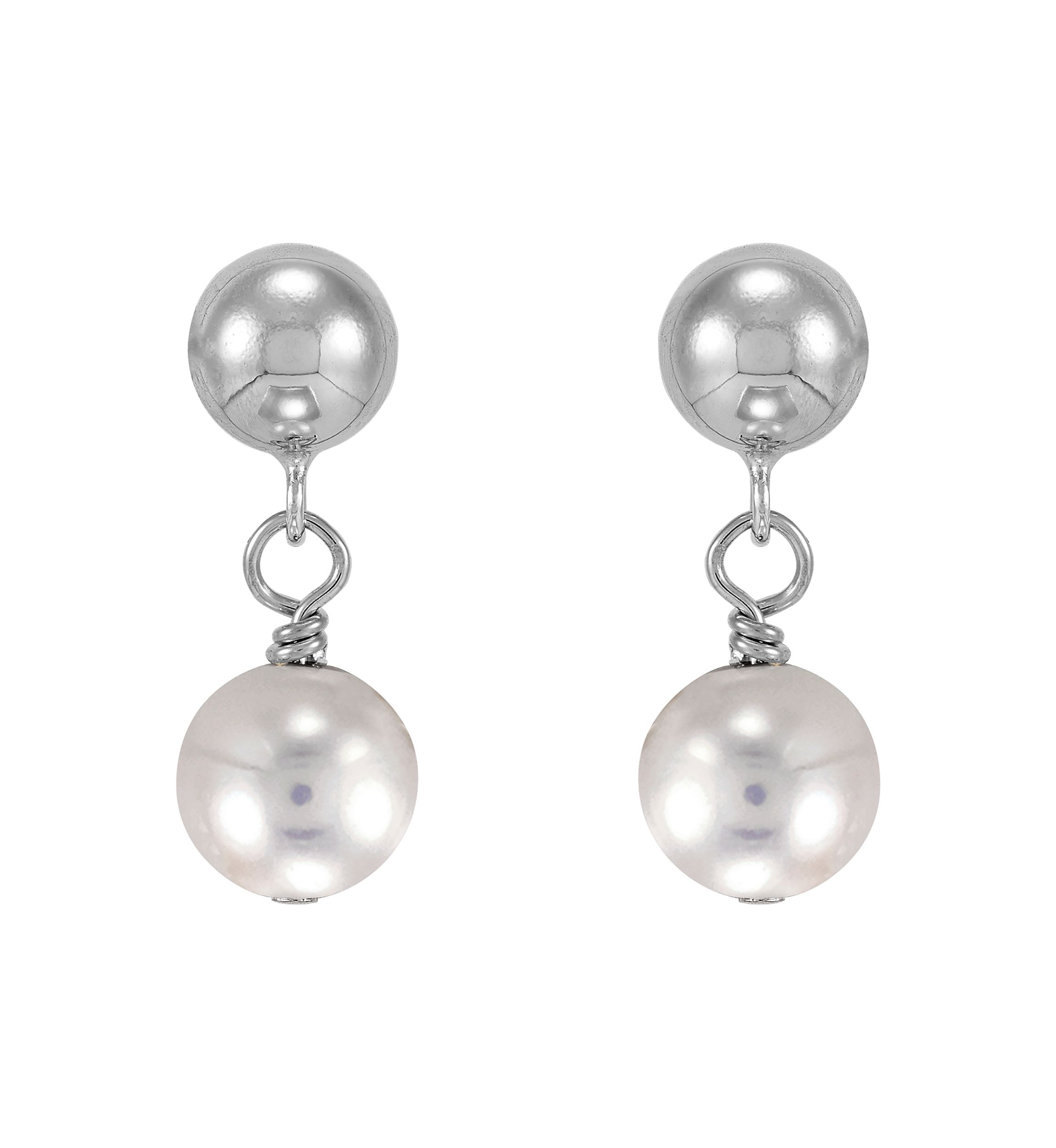 Pearl Necklace and Bracelet and Earrings Set in Sterling Silver