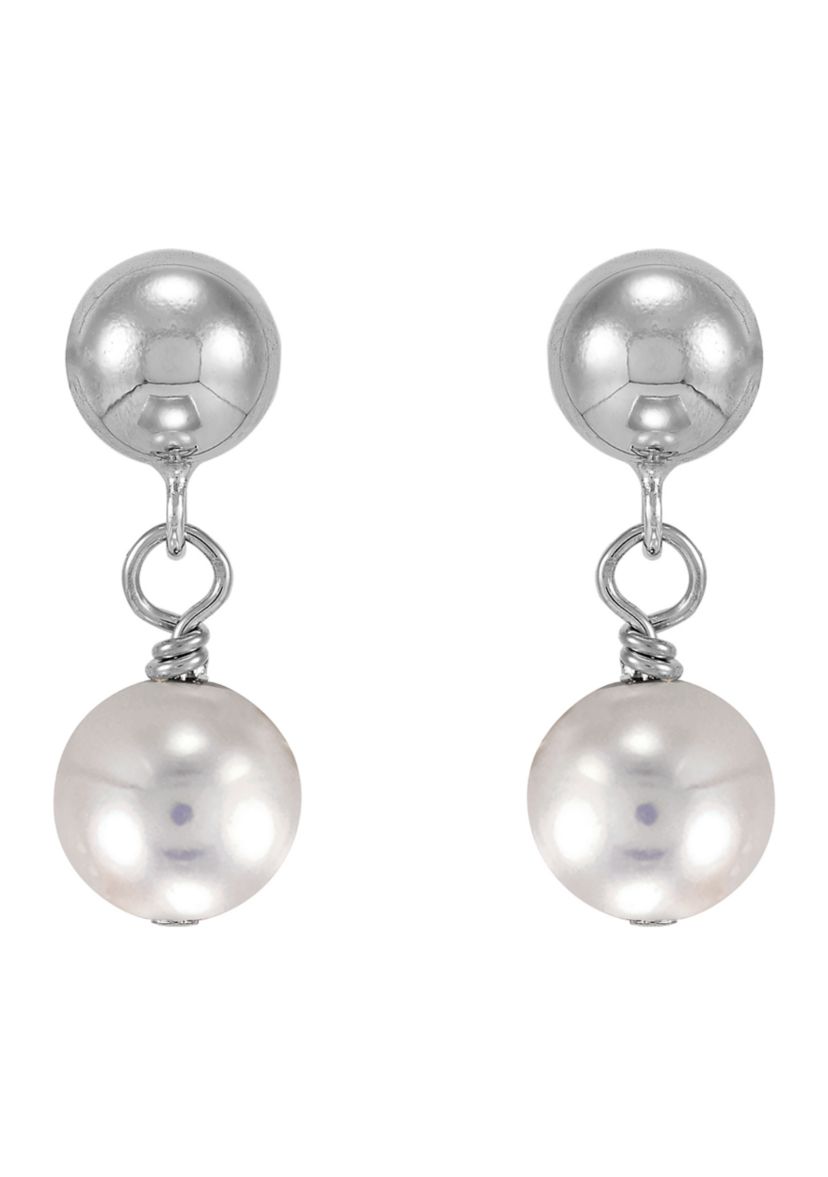 Pearl Necklace and Bracelet and Earrings Set in Sterling Silver