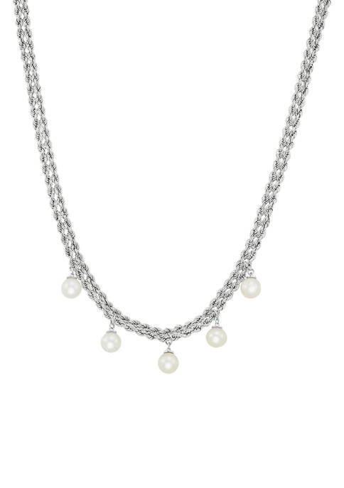 Belk & Co. Pearl Necklace in Sterling Silver