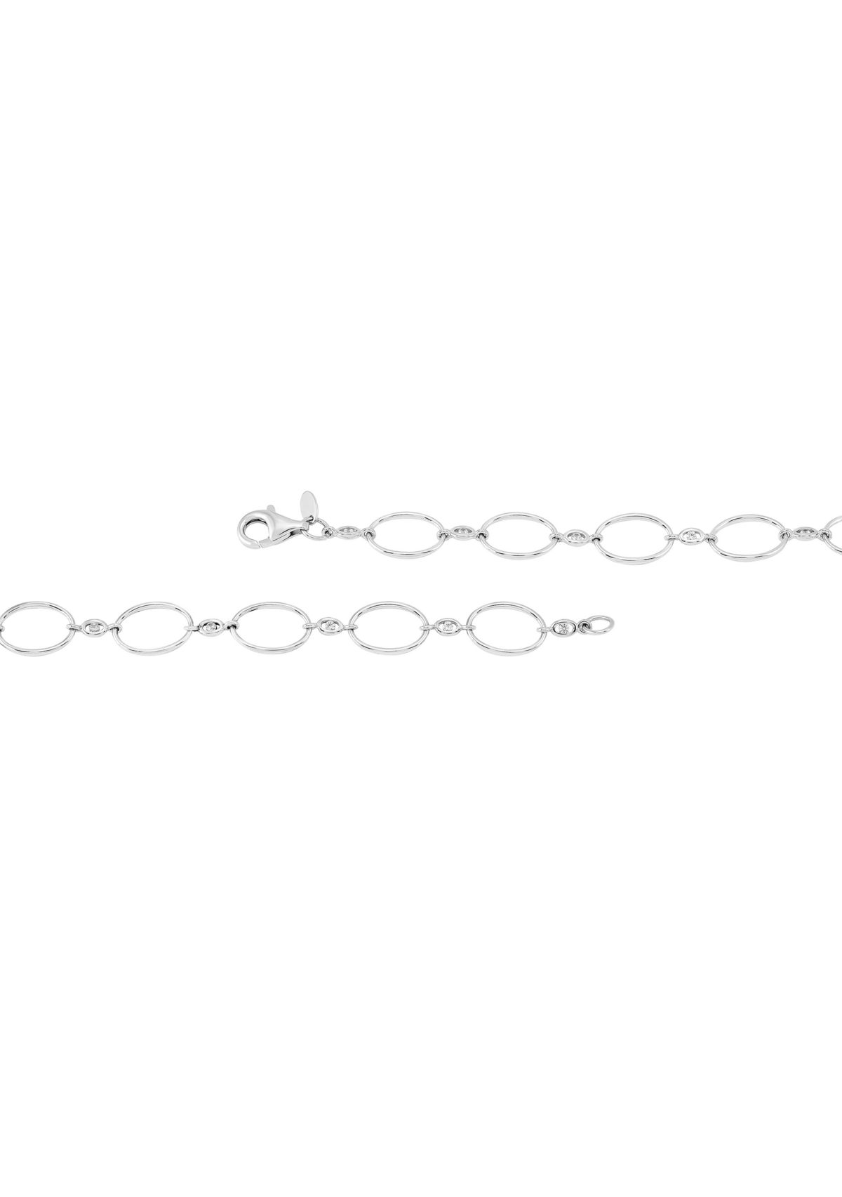 Lab Created 8-8.5 Millimeter Oval Pearl and 1.5 Millimeter Created White Sapphire Necklace in Sterling Silver