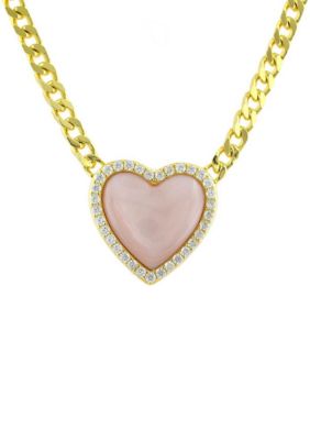 Belk & Co. Pink Mother of Pearl and White Topaz Heart