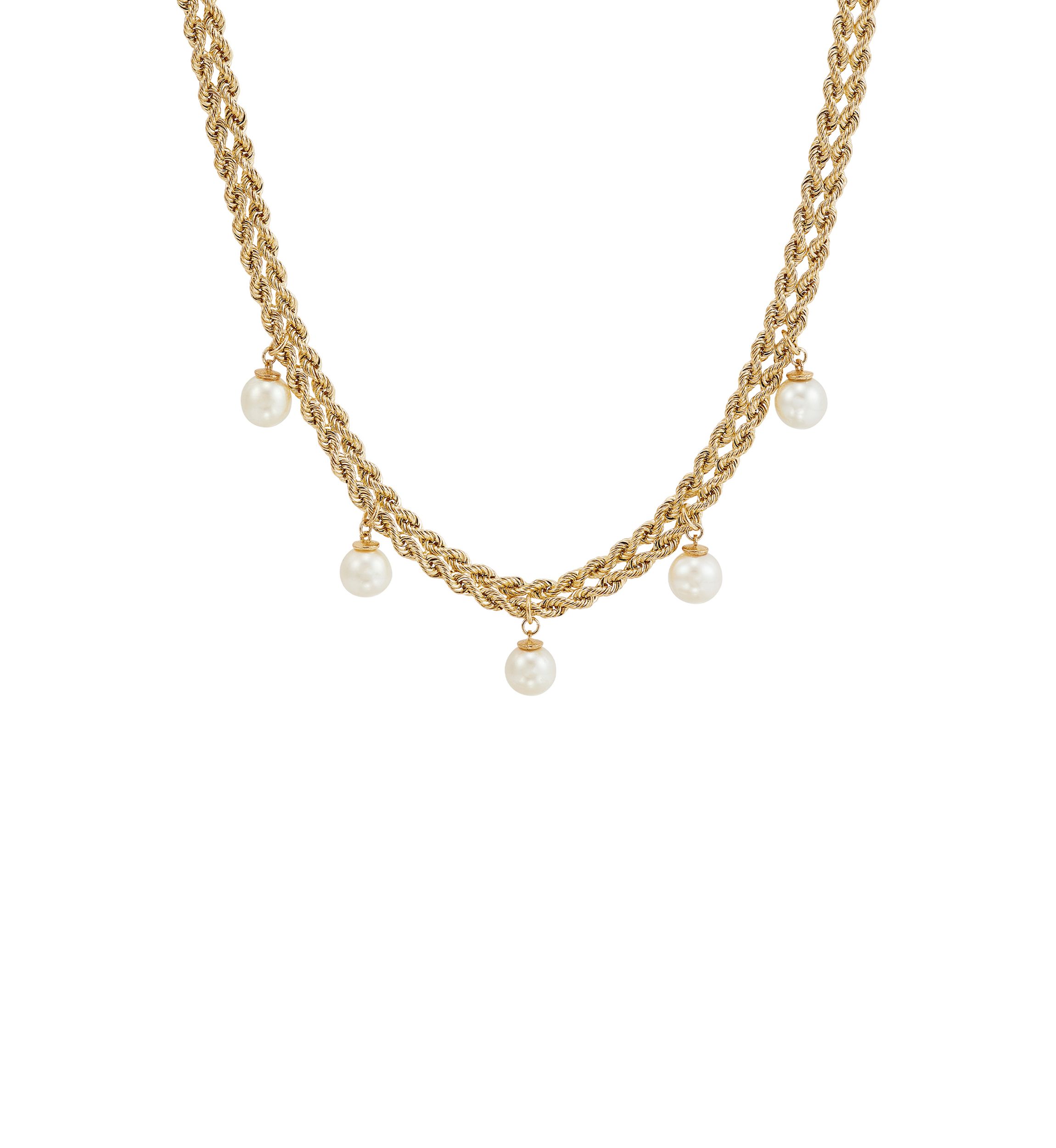 Pearl Necklace in 10K Yellow Gold