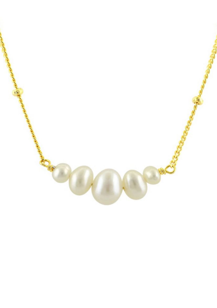 Freshwater Pearl Curb Necklace in Sterling Silver 