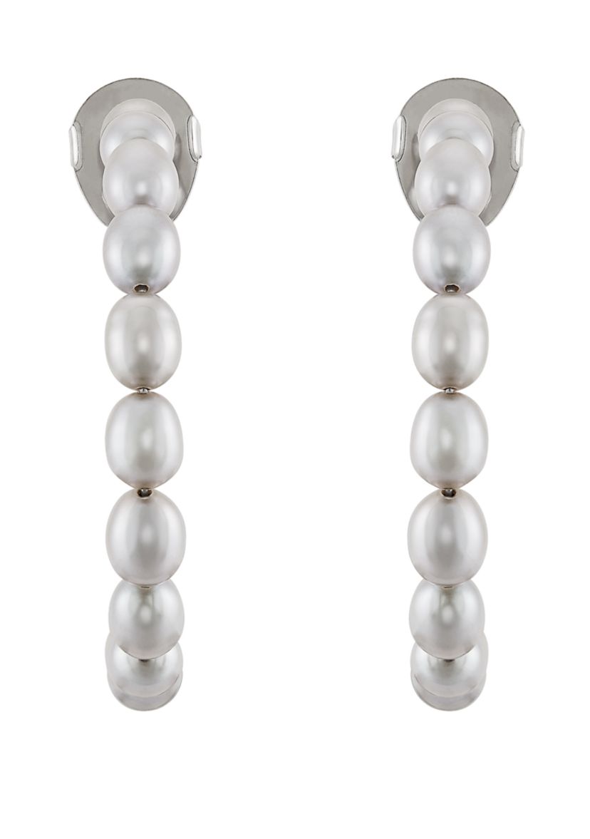 Freshwater Pearl Hoop Earrings in Sterling Silver 