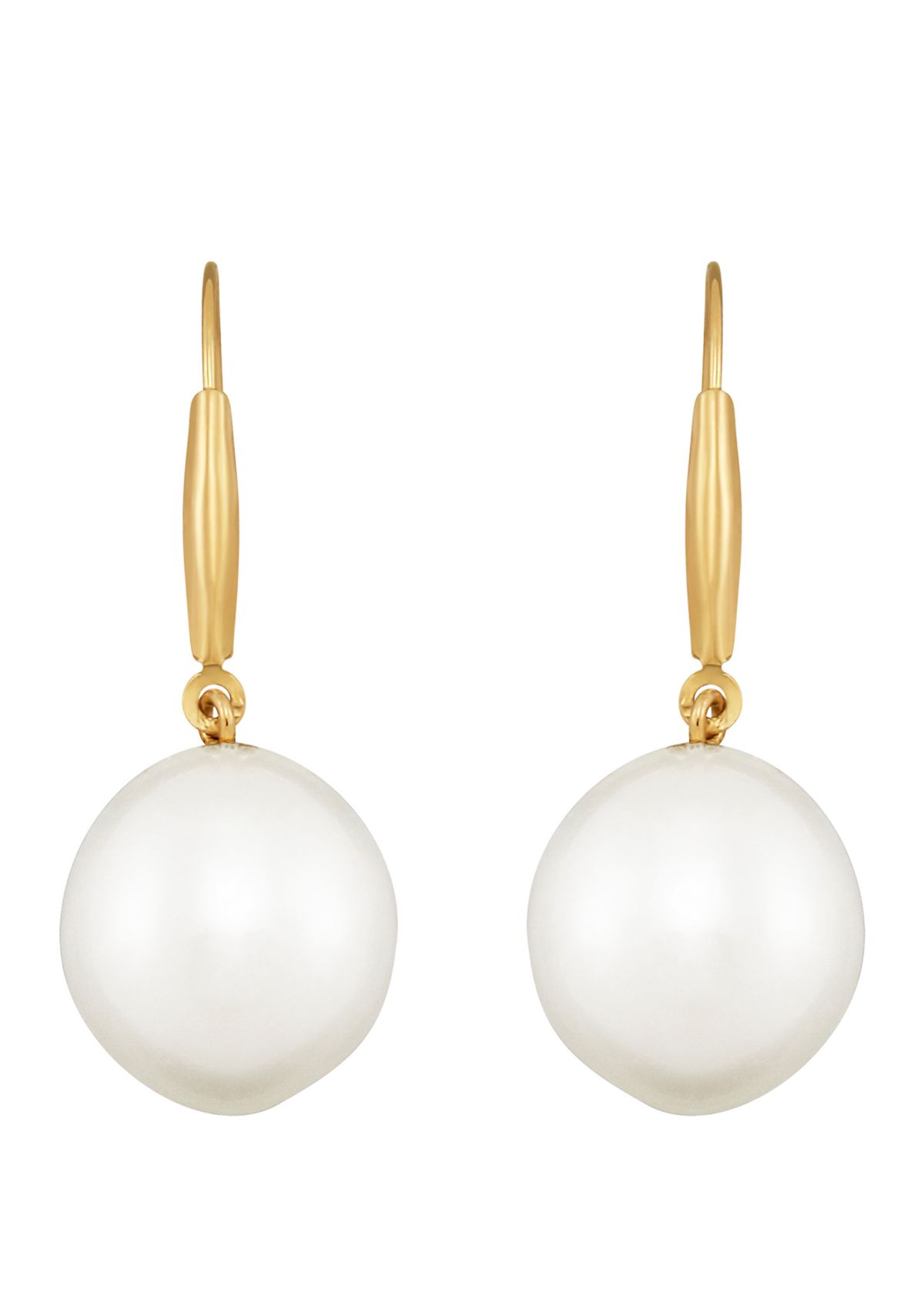 14k Gold White Baroque Drop Earrings