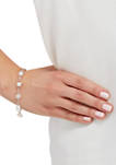 7-7.5 Millimeter Oval Pearl and 1.5 Millimeter Lab Created White Sapphire Bracelet in Sterling Silver