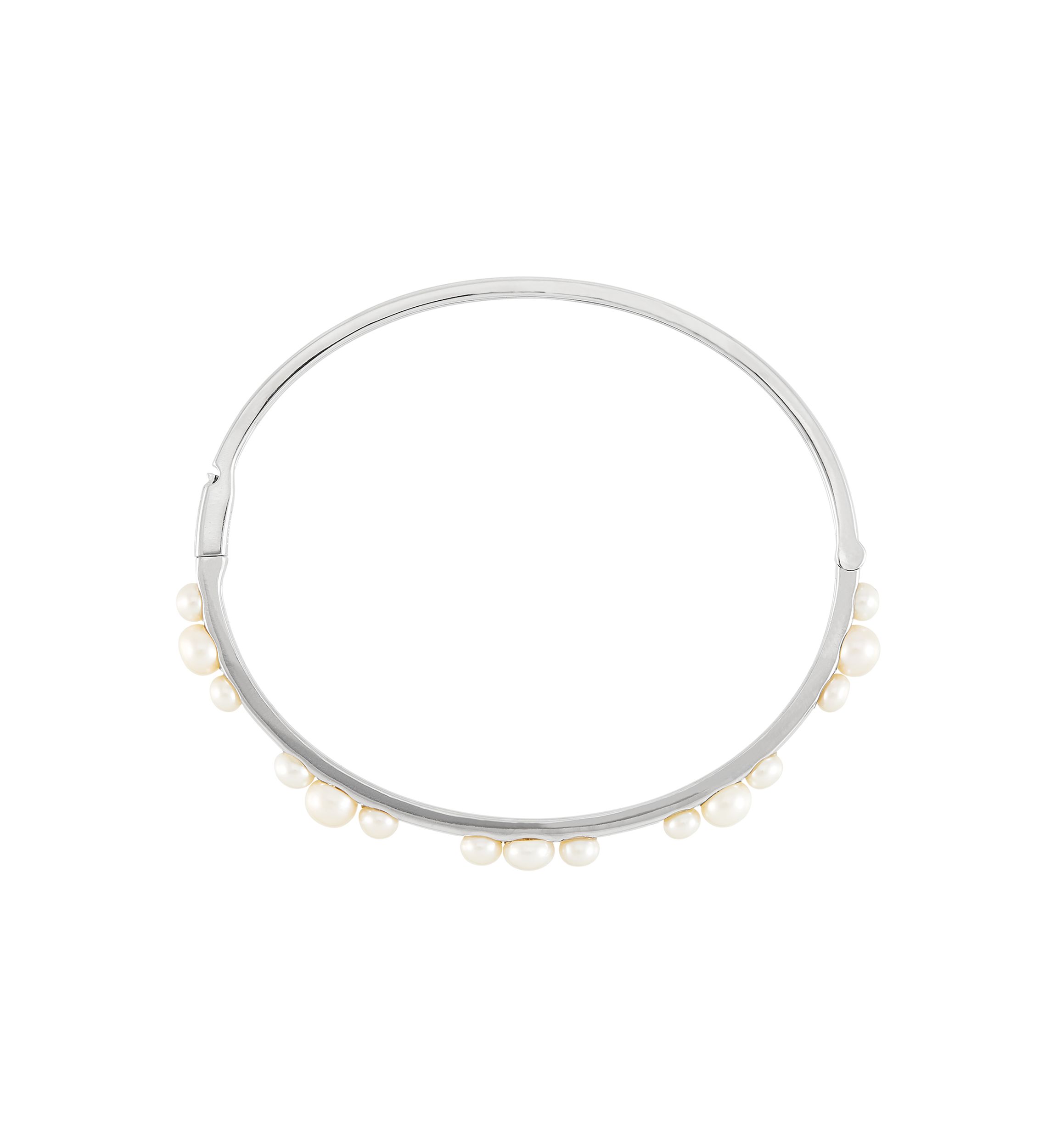 Freshwater Pearl Bangle Bracelet in Sterling Silver