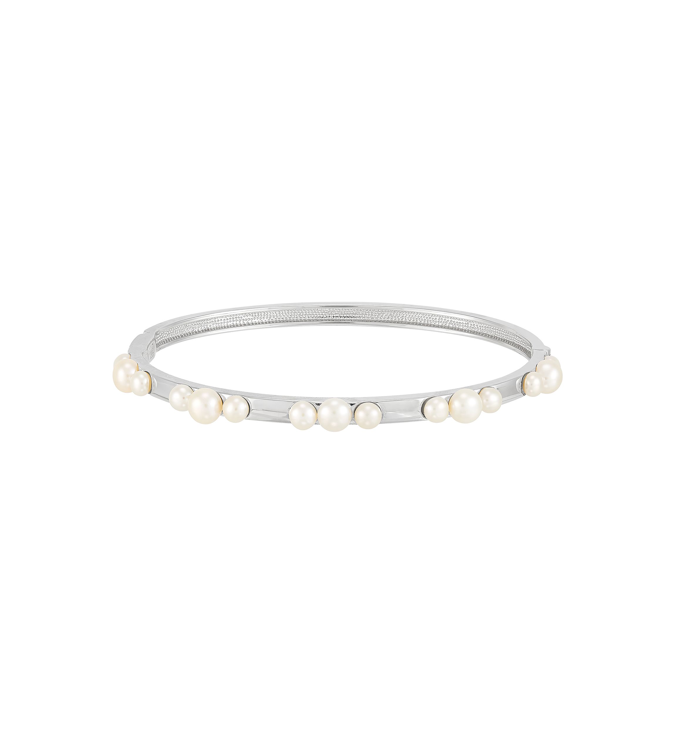 Freshwater Pearl Bangle Bracelet in Sterling Silver
