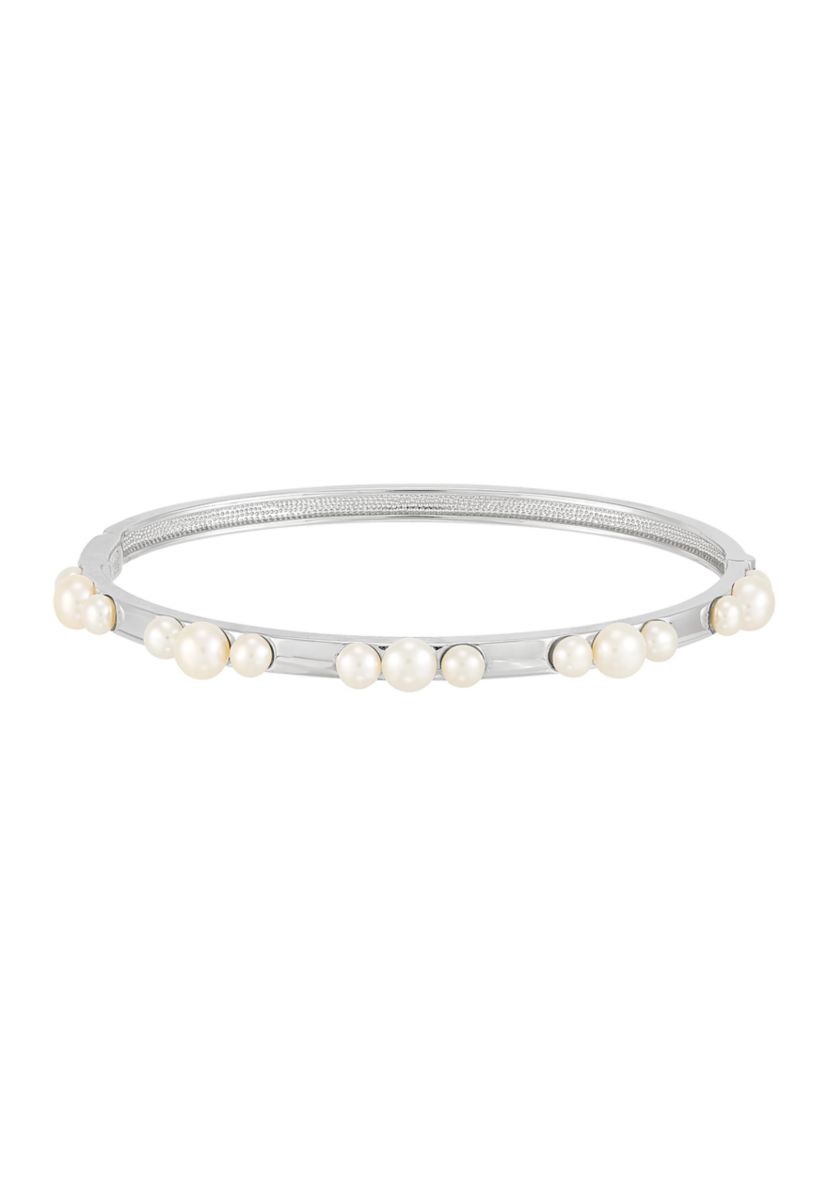 Freshwater Pearl Bangle Bracelet in Sterling Silver