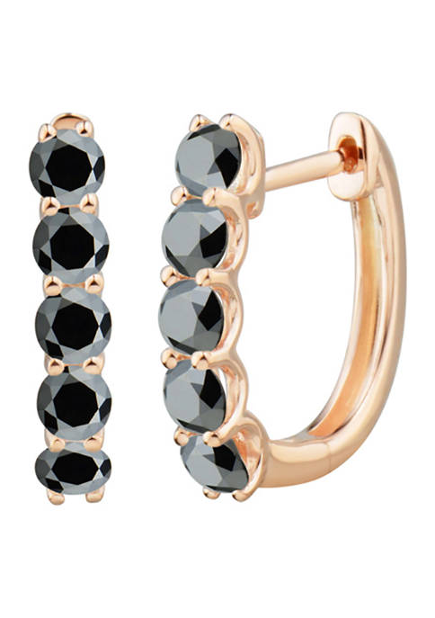 1 ct. t.w. Black Diamond Hoop Earrings in 10K Rose Gold
