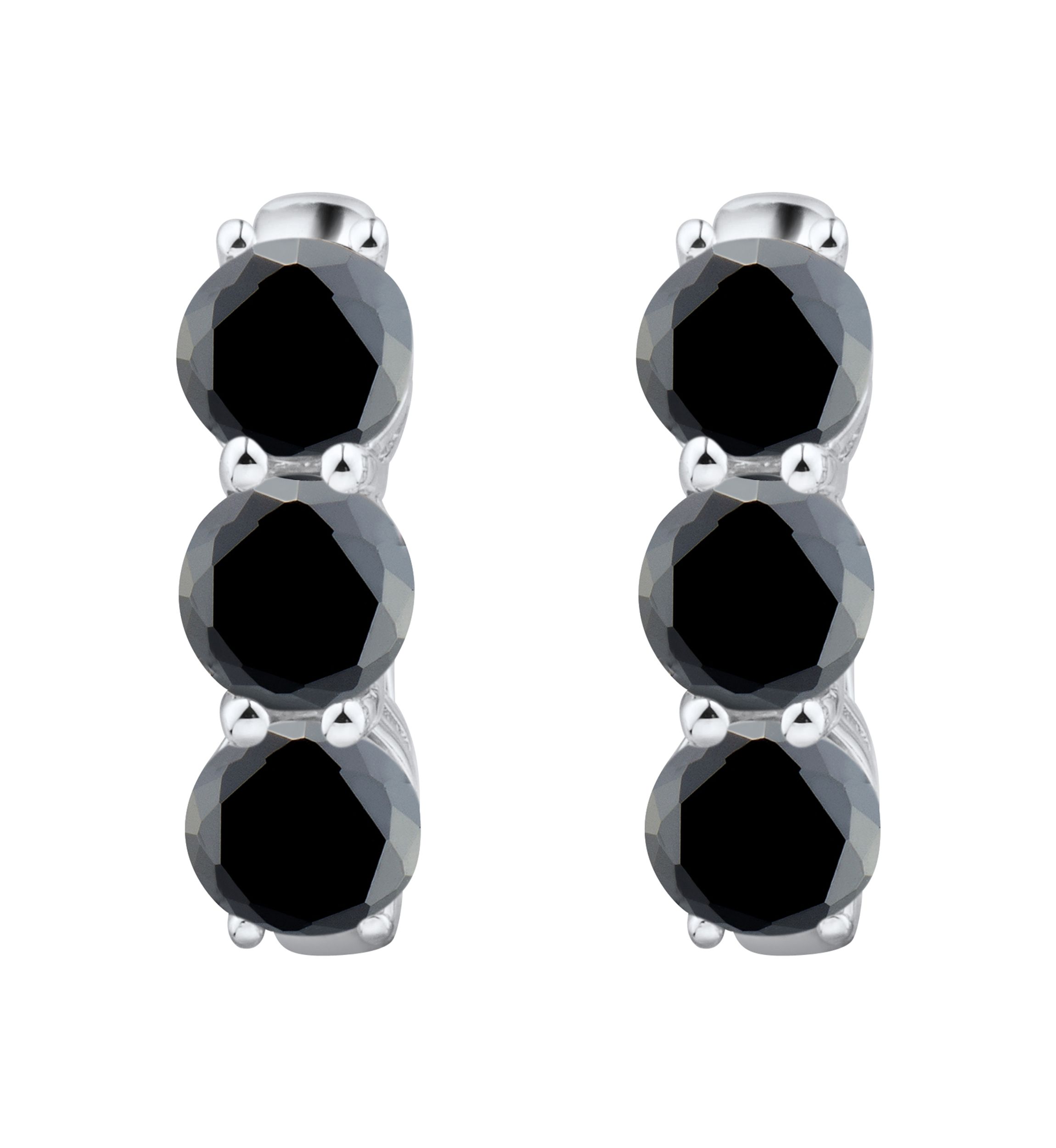 Onyx Hoop Earrings in Sterling Silver