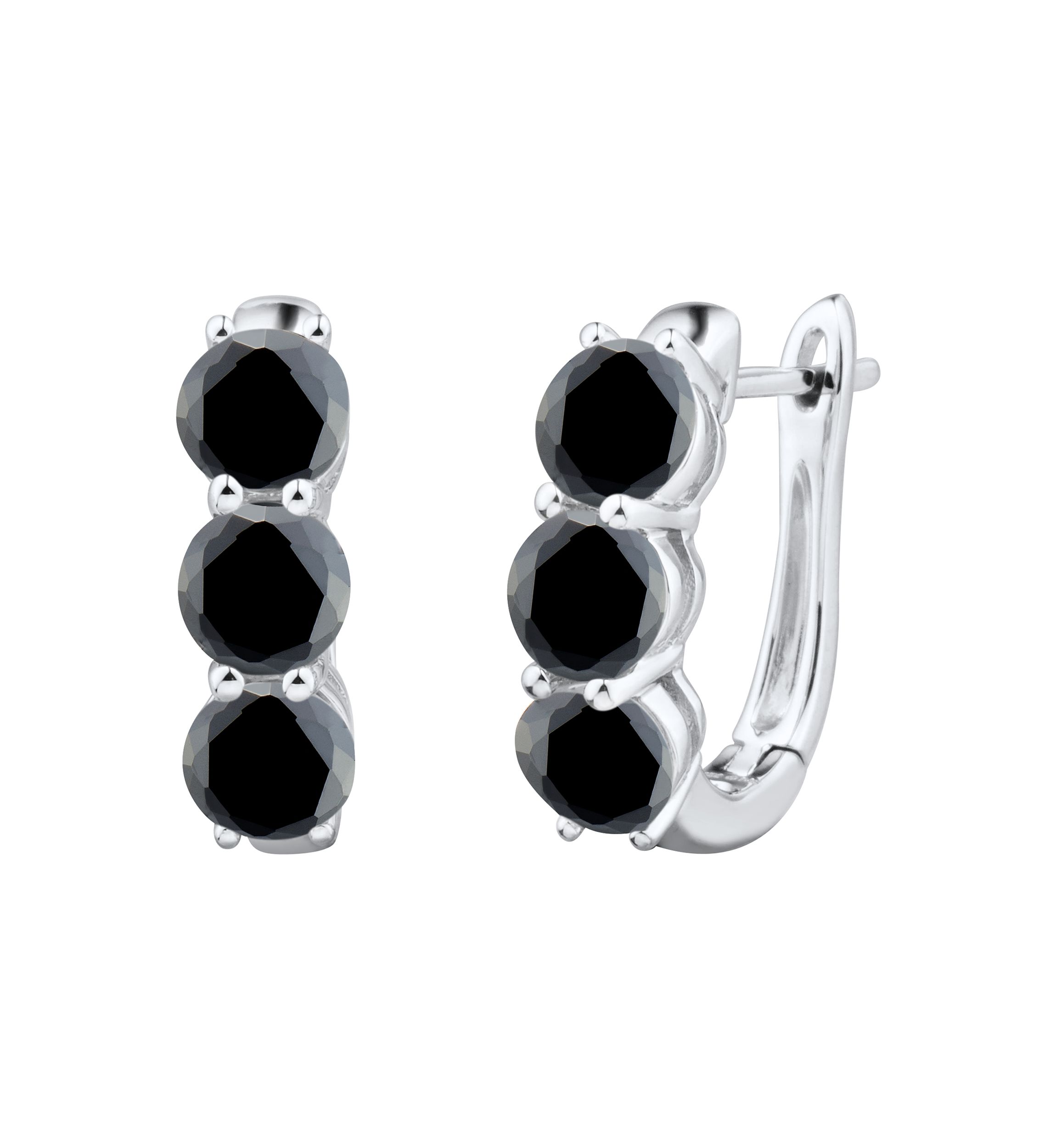 Onyx Hoop Earrings in Sterling Silver