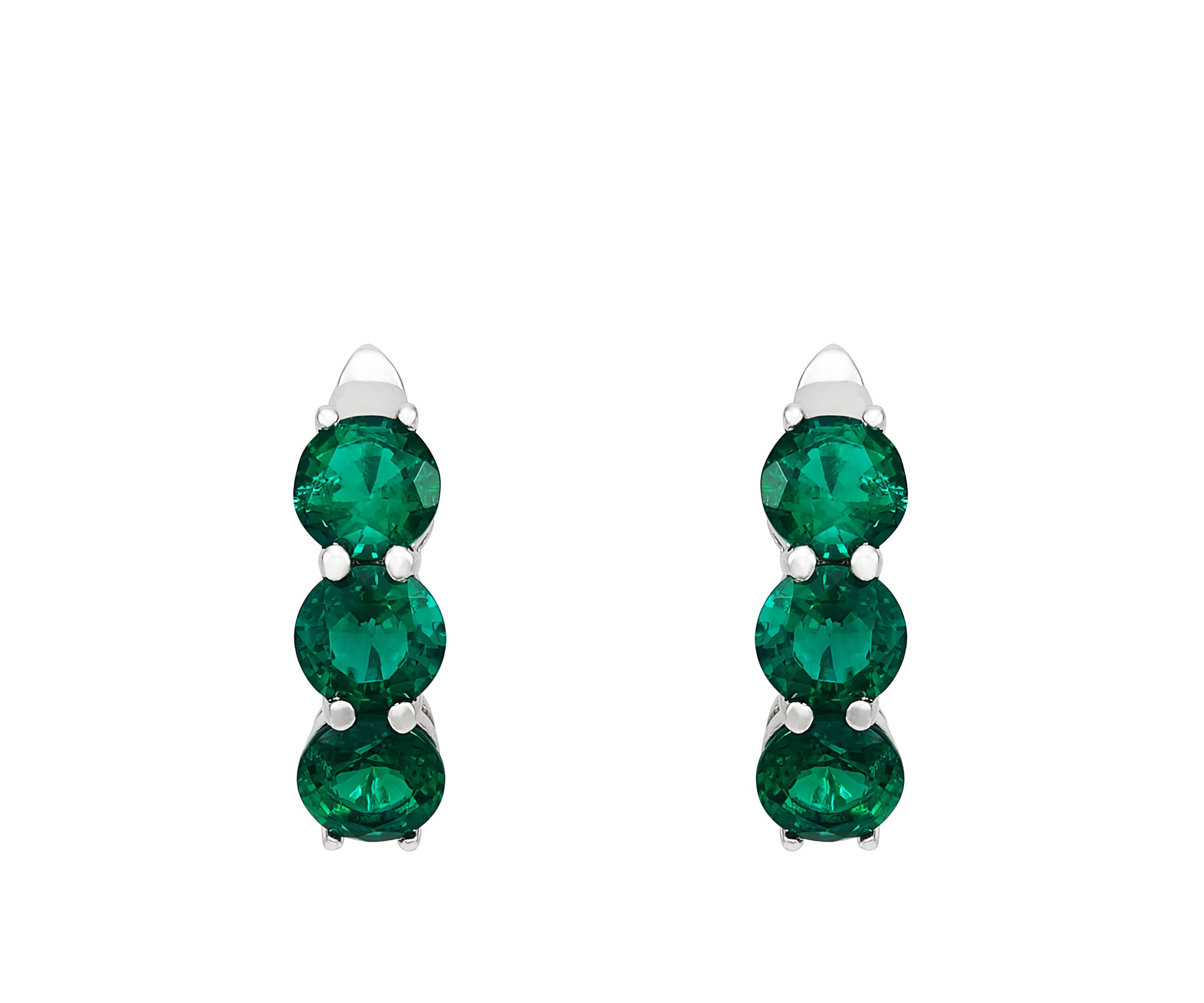2.64 ct. t.w. Created Emerald Hoop Earrings in Sterling Silver