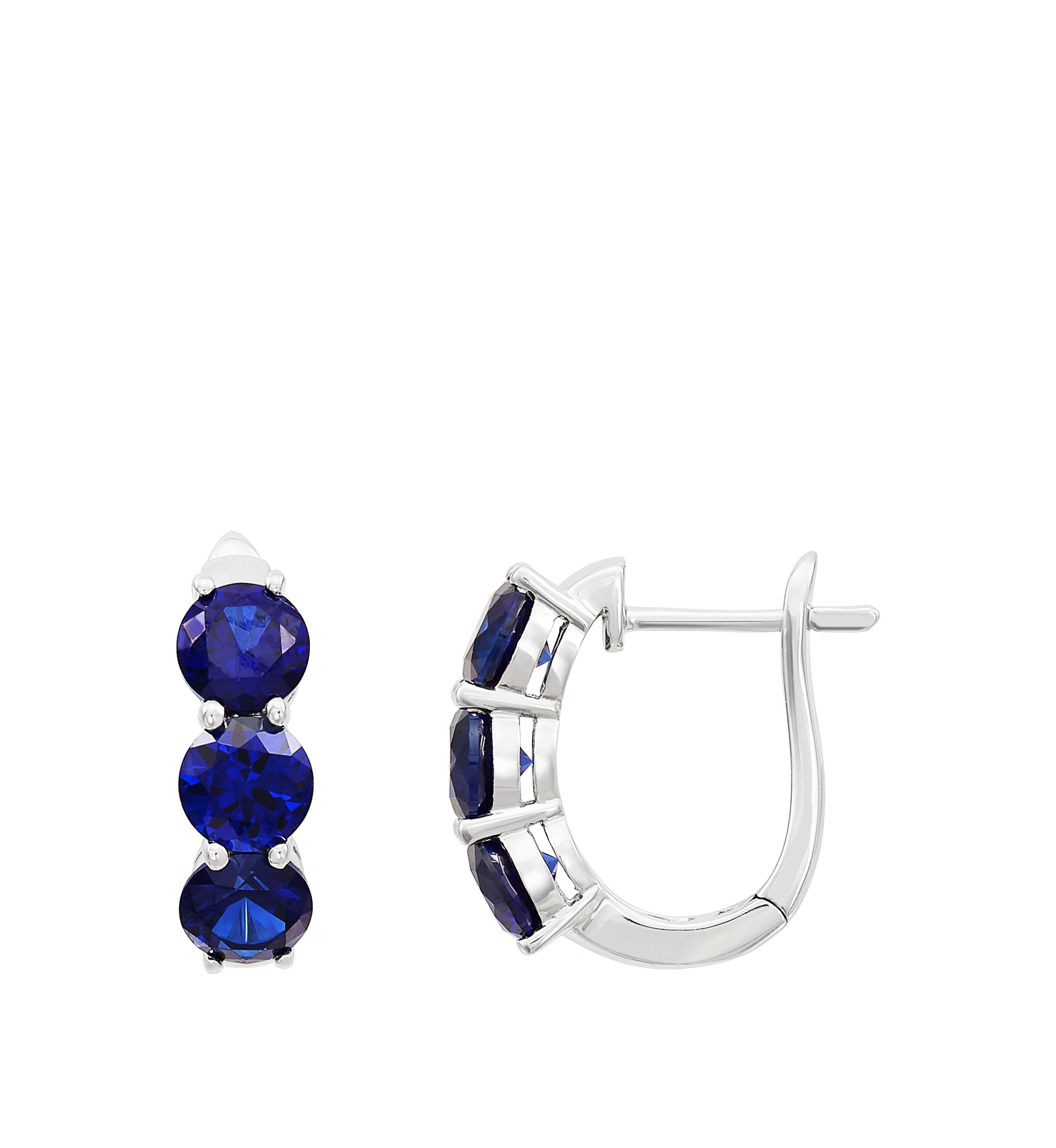 Created Sapphire Hoop Earring in Sterling Silver