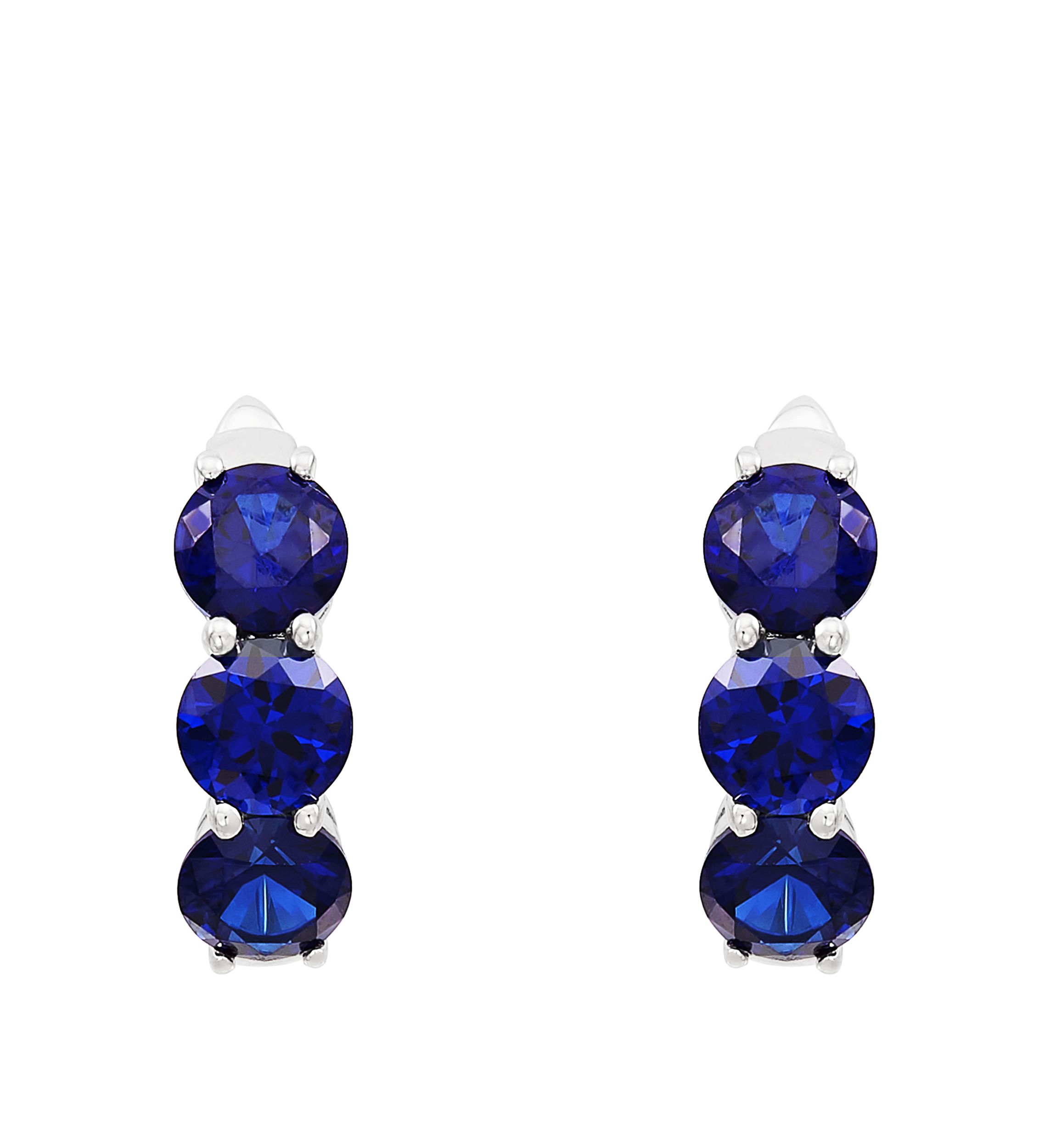 Created Sapphire Hoop Earring in Sterling Silver