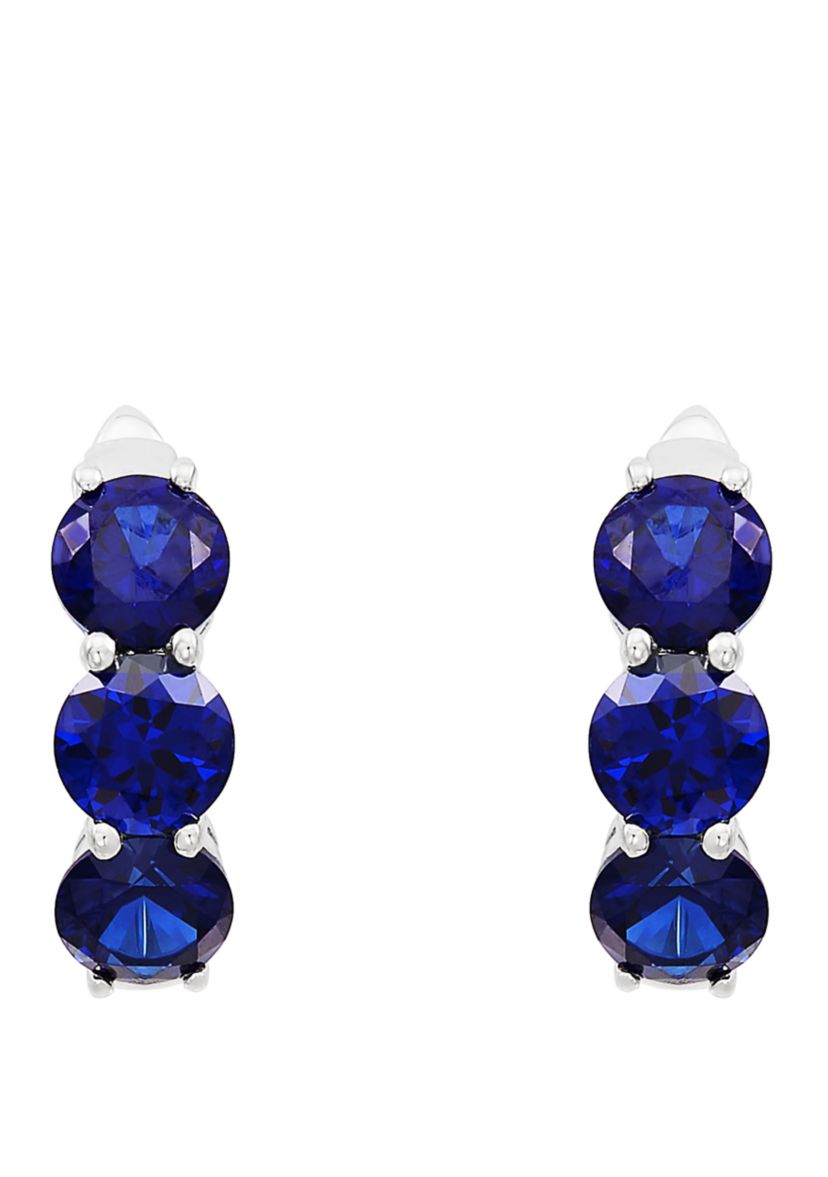 Created Sapphire Hoop Earring in Sterling Silver