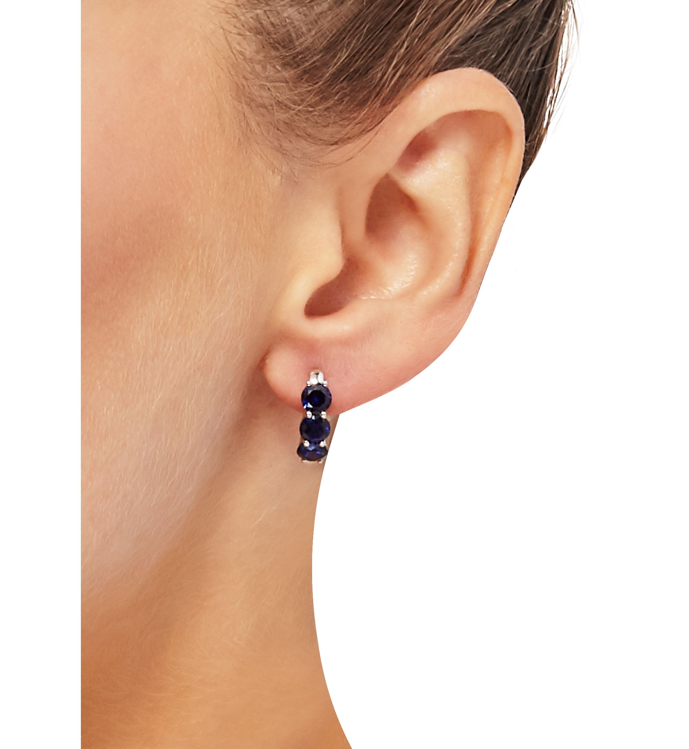 Created Sapphire Hoop Earring in Sterling Silver