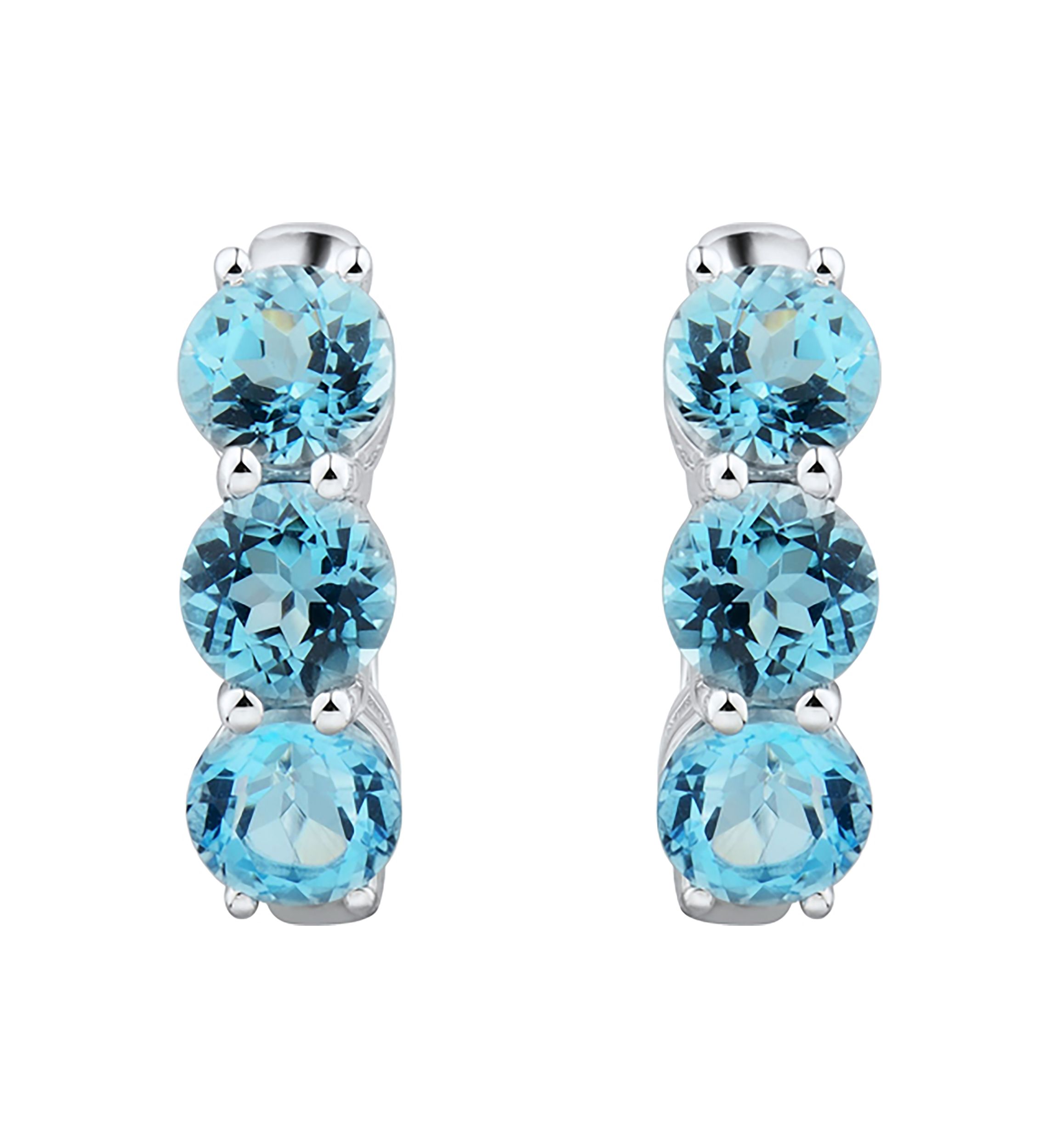 Blue Topaz Hoop Earrings in Sterling Silver