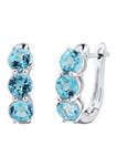 Blue Topaz Hoop Earrings in Sterling Silver
