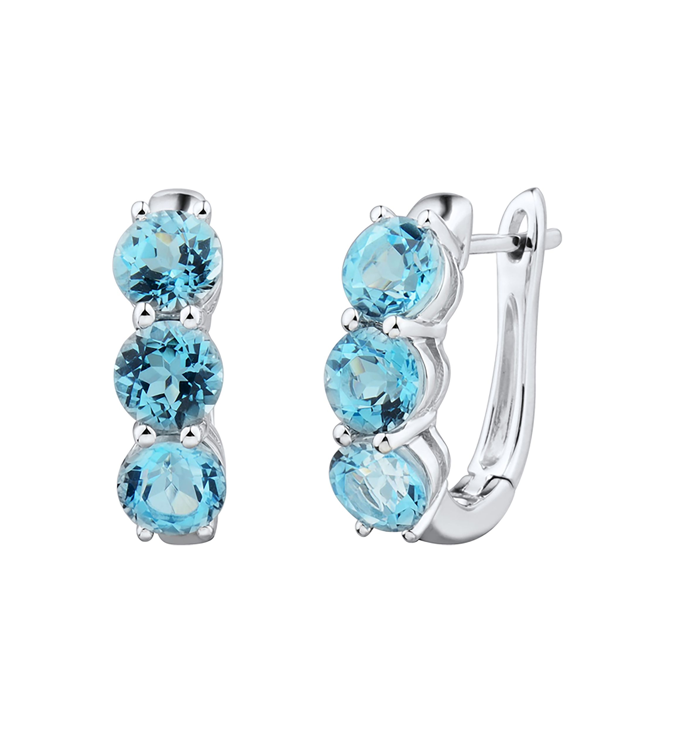 Blue Topaz Hoop Earrings in Sterling Silver