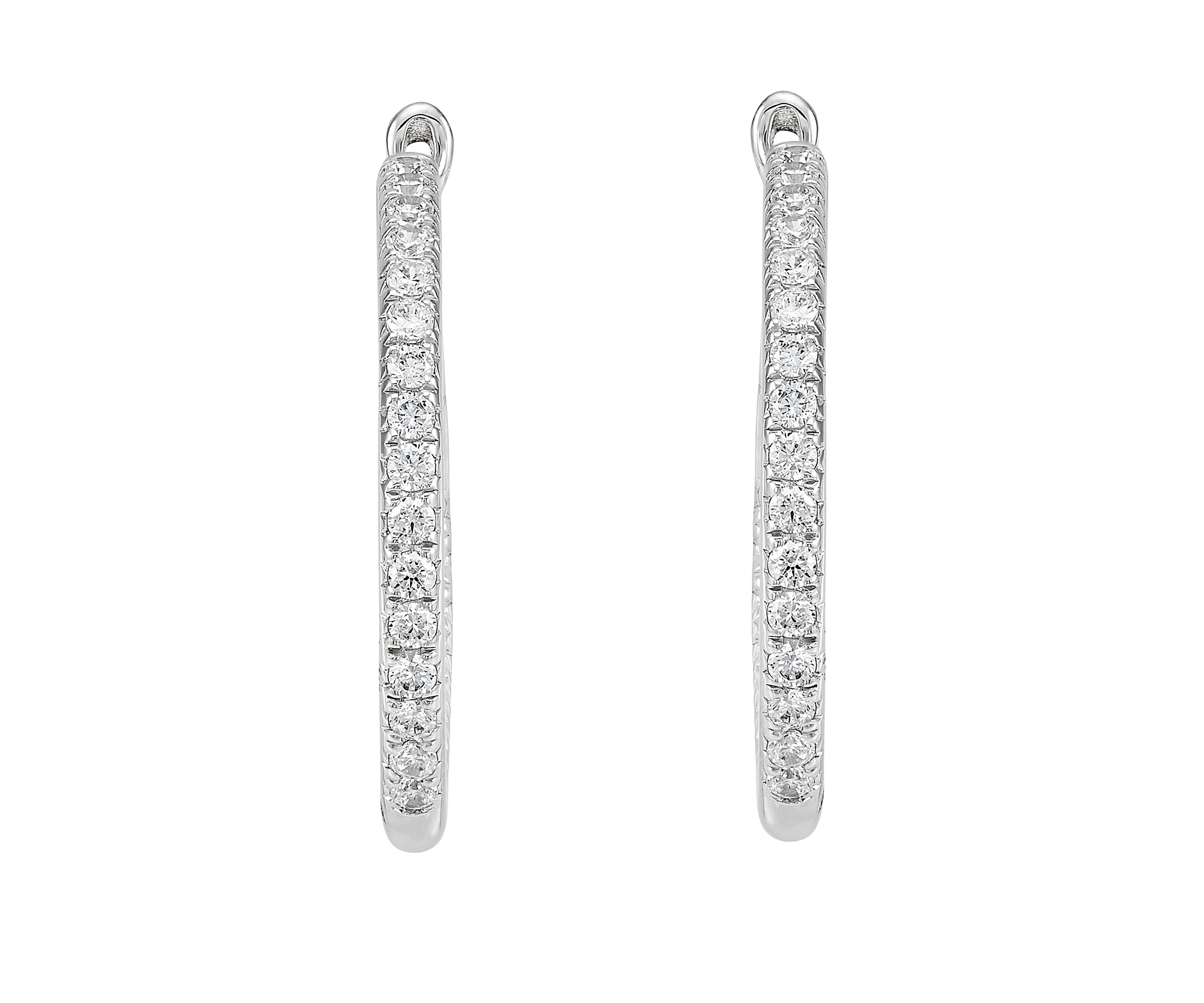1.0 ct. t.w. Diamond Hoop Earrings in 10k White Gold