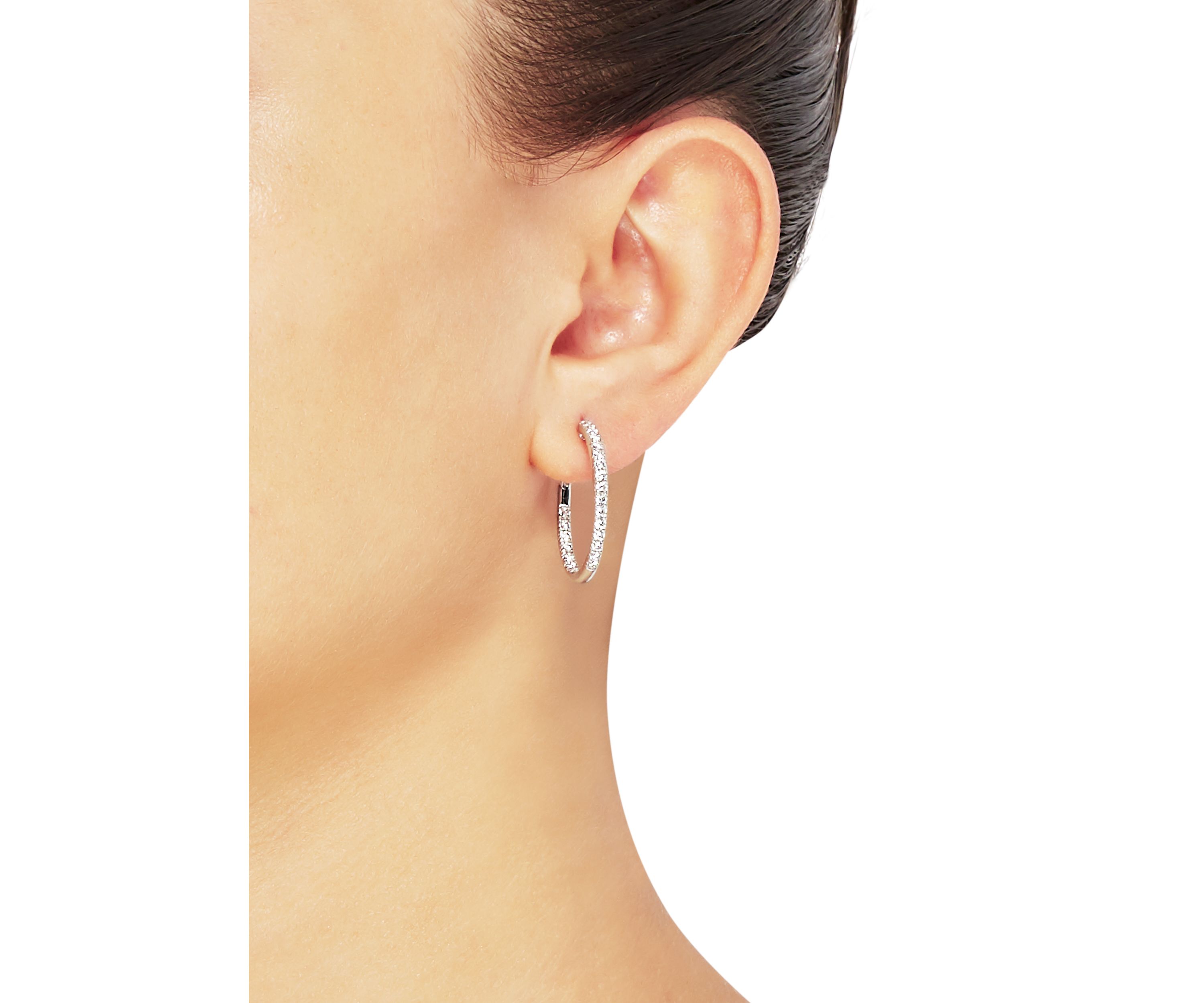 1.0 ct. t.w. Diamond Hoop Earrings in 10k White Gold